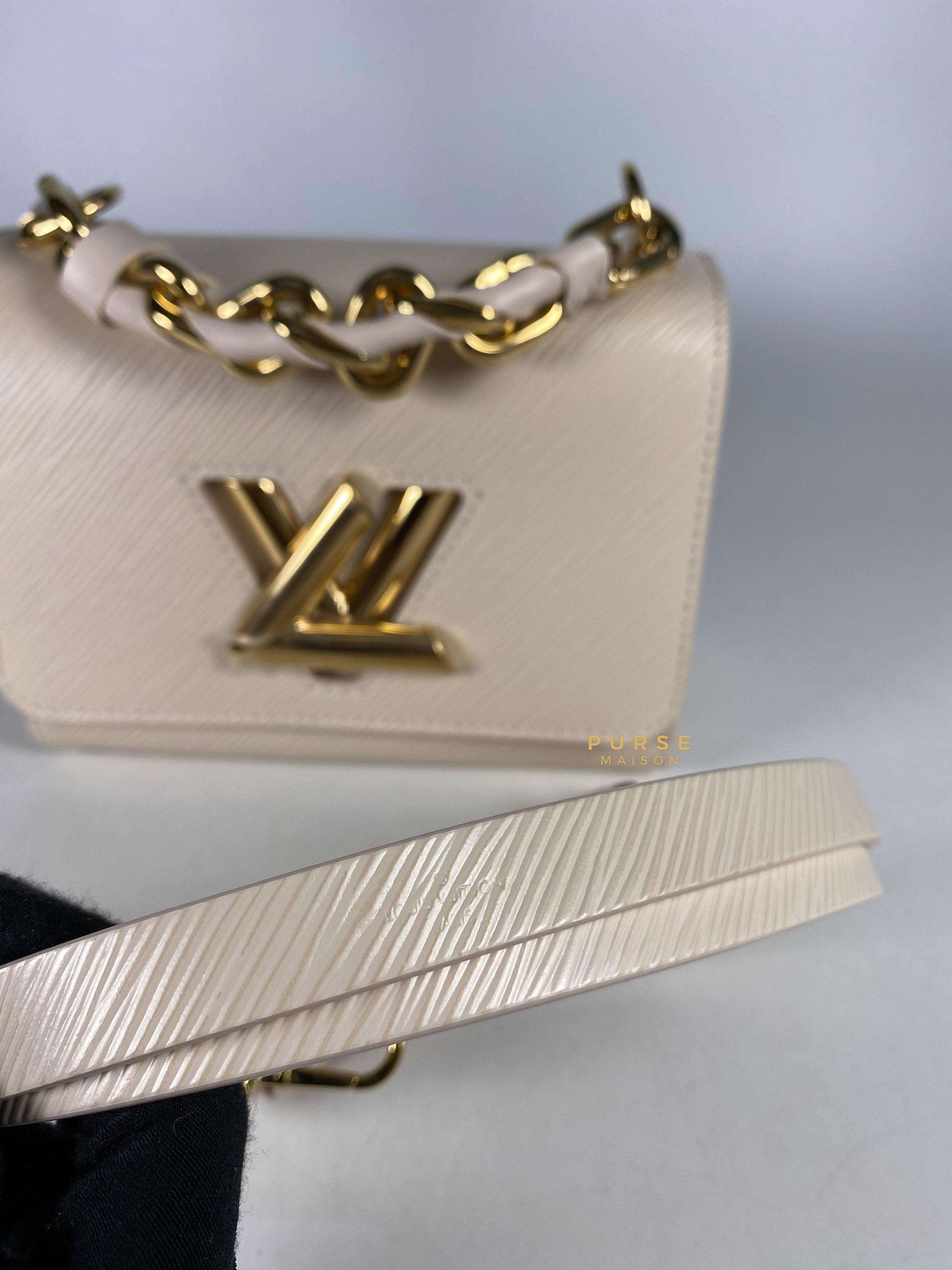 Louis Vuitton Twist PM Quartz White Epi Leather in Gold Hardware (Microchip) | Purse Maison Luxury Bags Shop