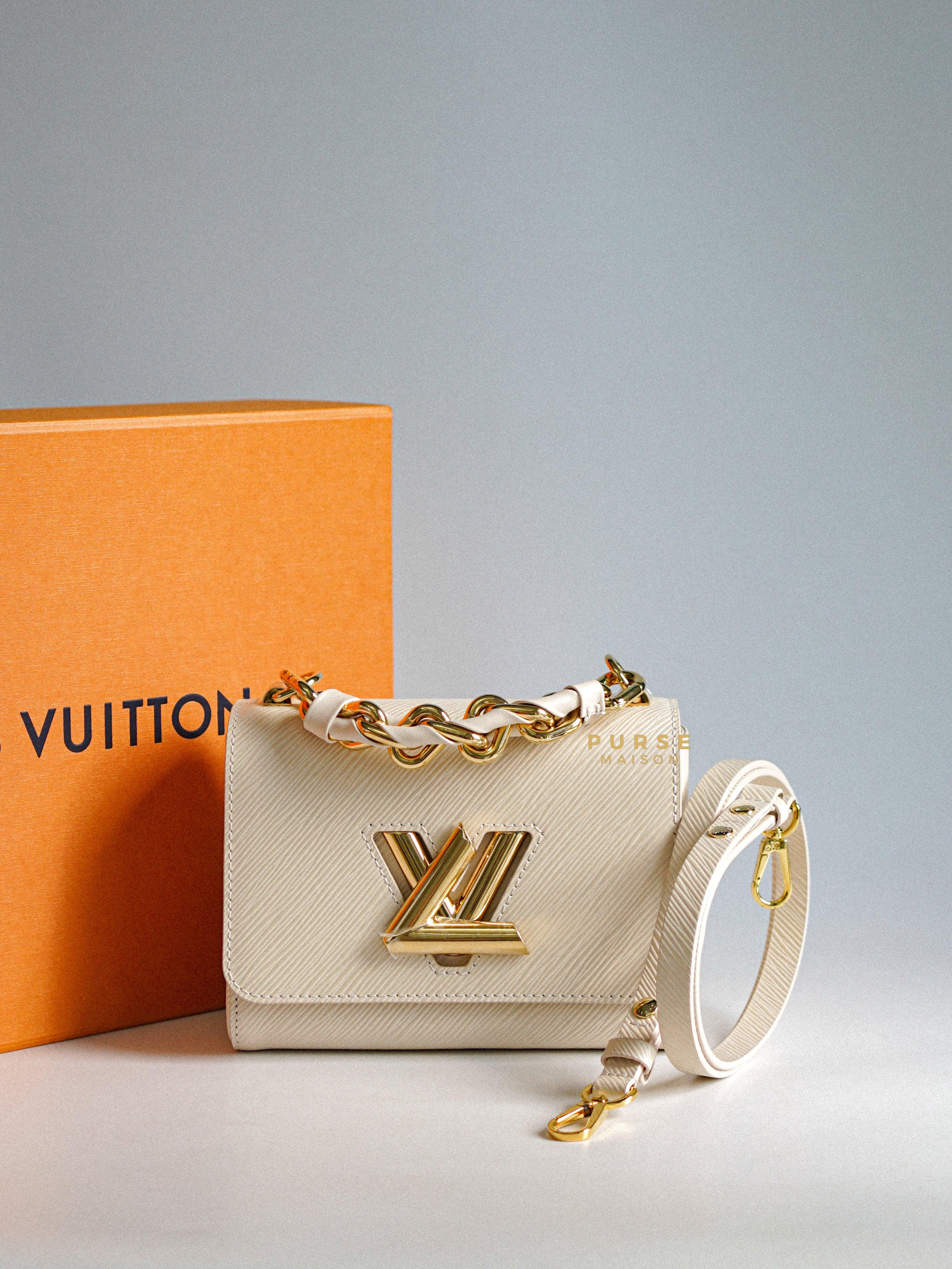 Louis Vuitton Twist PM Quartz White Epi Leather in Gold Hardware (Microchip) | Purse Maison Luxury Bags Shop