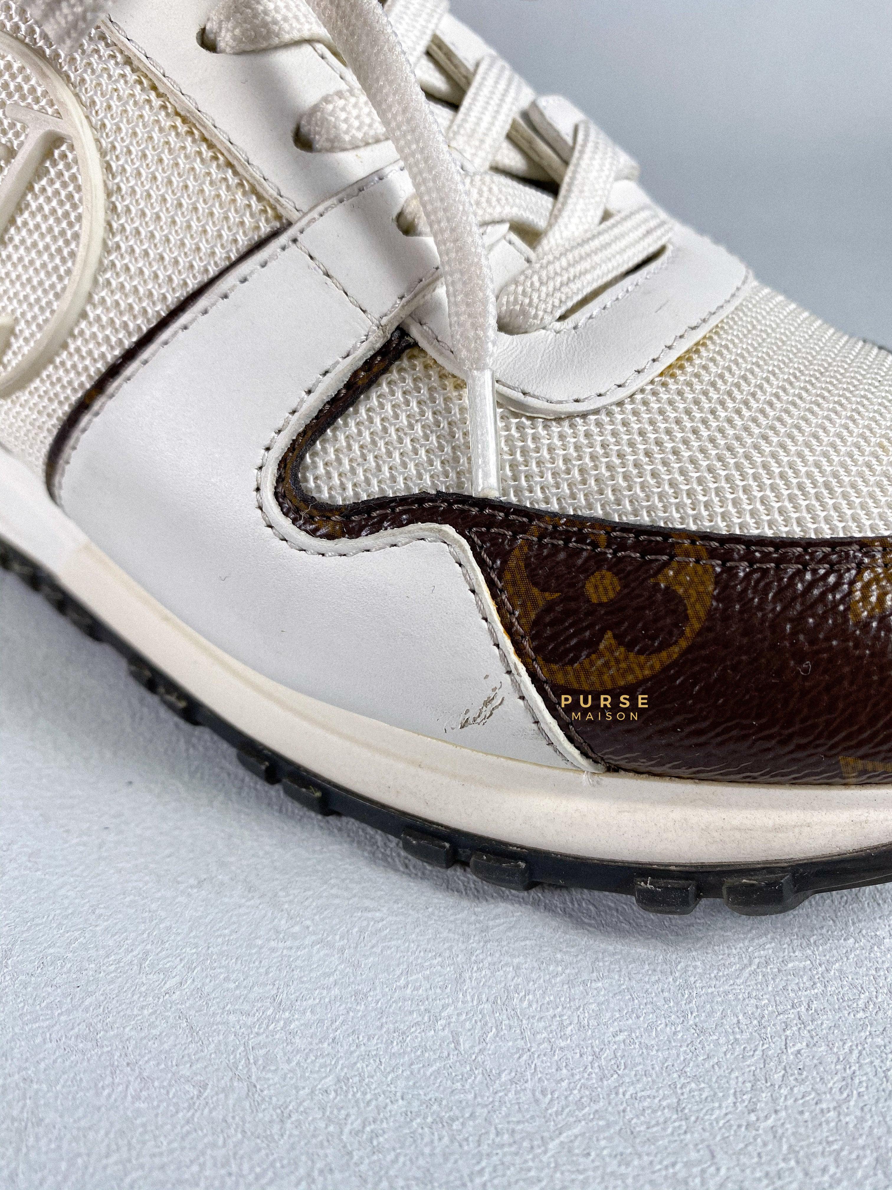 Louis Vuitton White Leather and Mesh Run Away Low-Top Sneakers