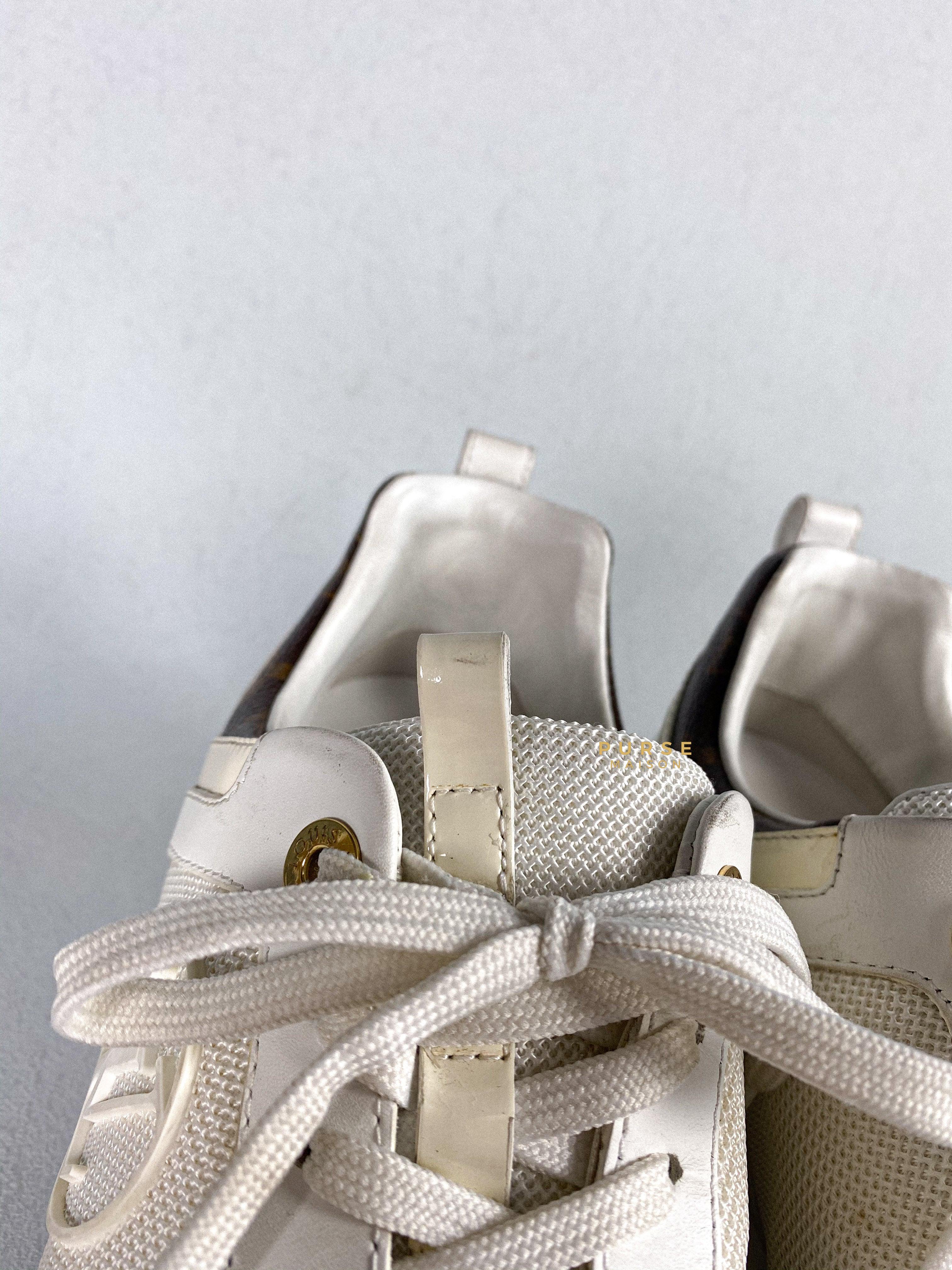 Louis Vuitton White Mesh and Leather Run Away Lace Up Sneakers