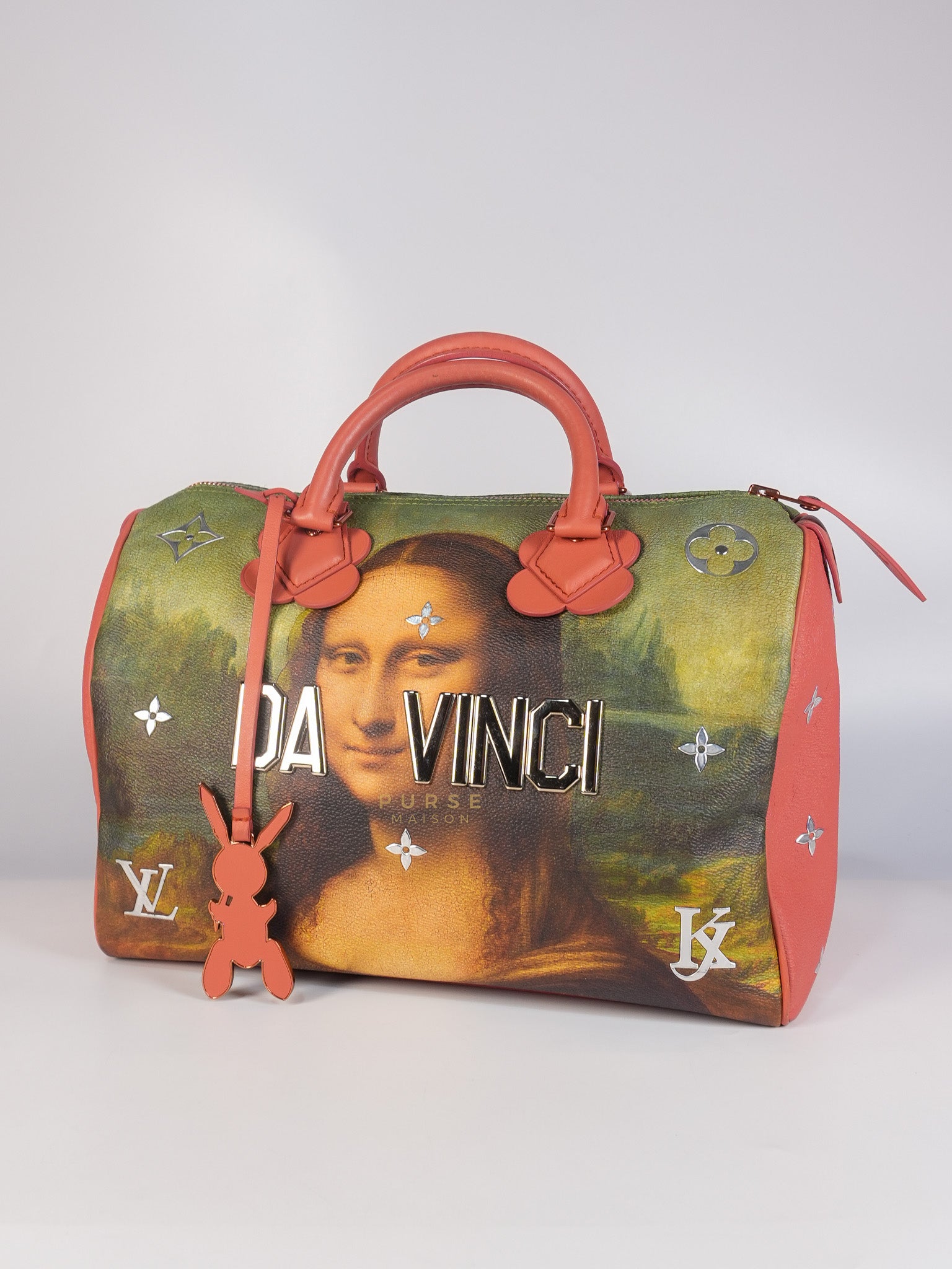 Louis Vuitton x Jeff Koons Speedy 30 in Da Vinci Mona Lisa Cuir Rose(Date code: DU1197) | Purse Maison Luxury Bags Shop