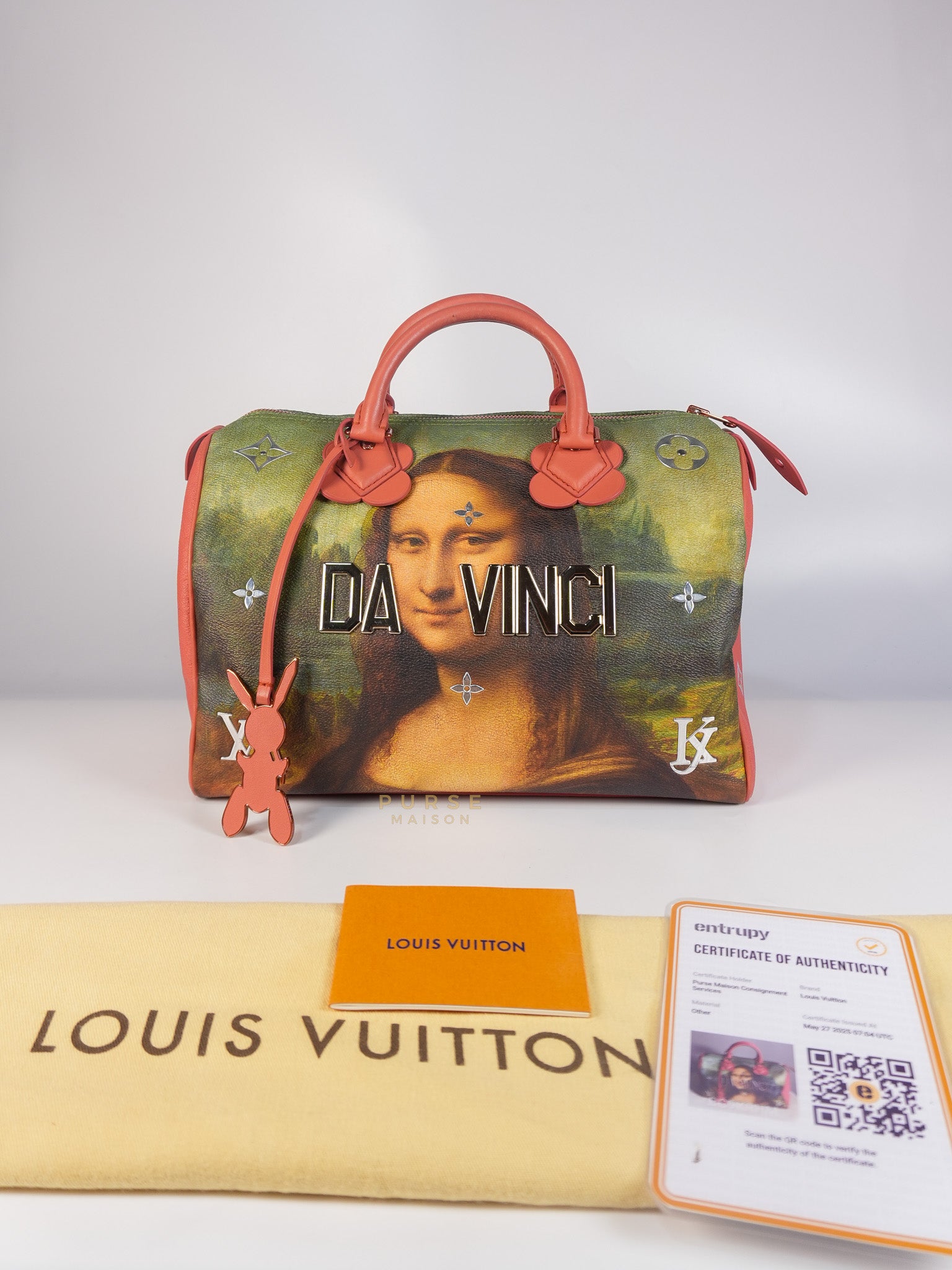 Louis Vuitton x Jeff Koons Speedy 30 in Da Vinci Mona Lisa Cuir Rose(Date code: DU1197) | Purse Maison Luxury Bags Shop