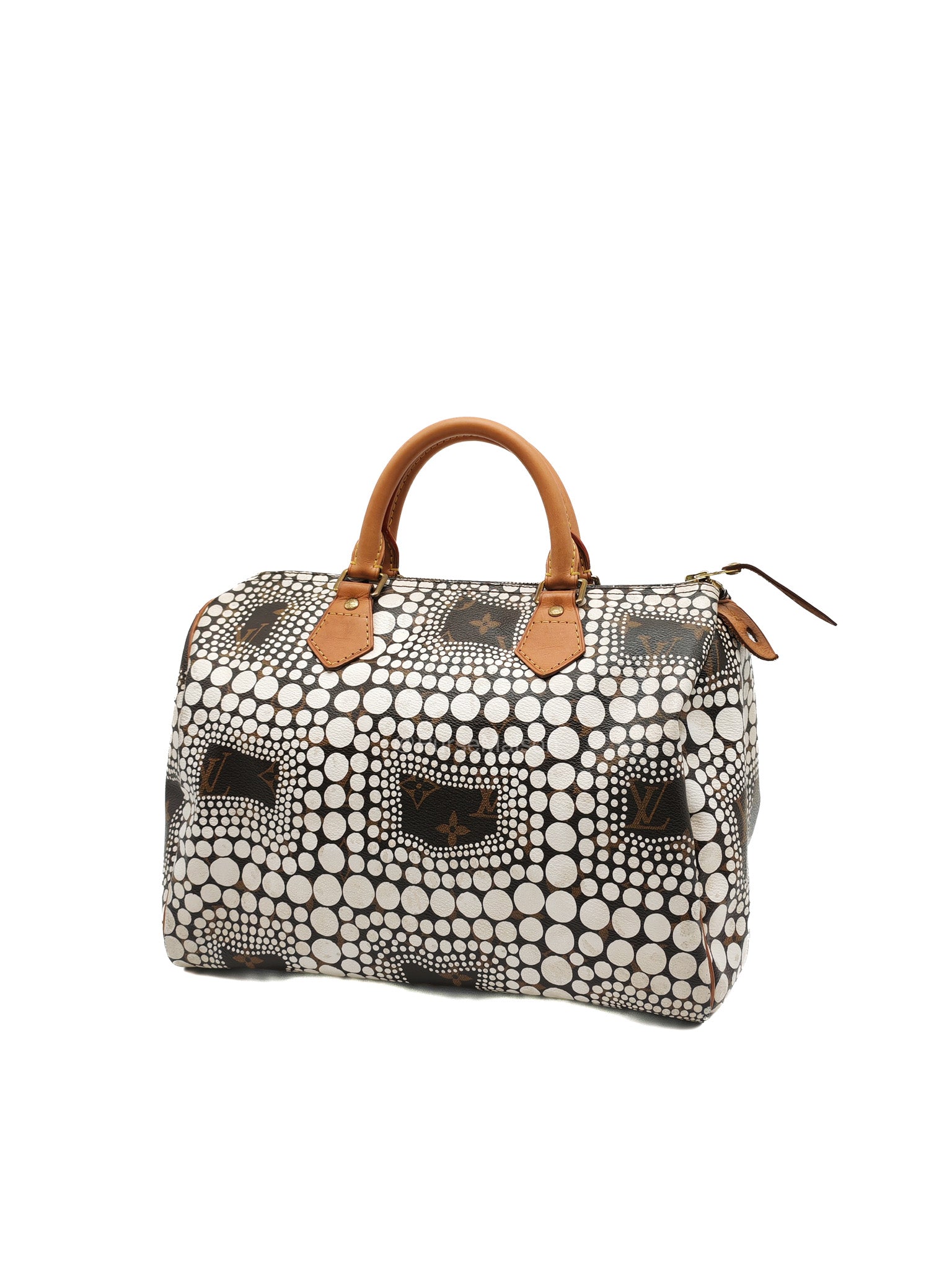 Louis Vuitton X Yayoi Kusama Speedy 30 in White Polka Dot Overlay Monogram Canvas (Datecode: DU4102) | Purse Maison Luxury Bags Shop