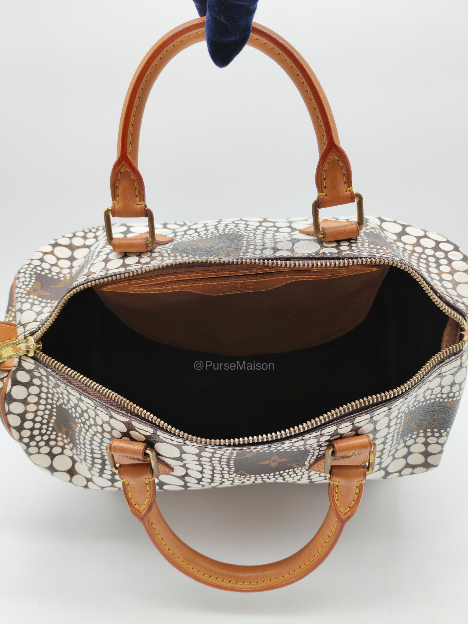 Louis Vuitton X Yayoi Kusama Speedy 30 in White Polka Dot Overlay Monogram Canvas (Datecode: DU4102) | Purse Maison Luxury Bags Shop