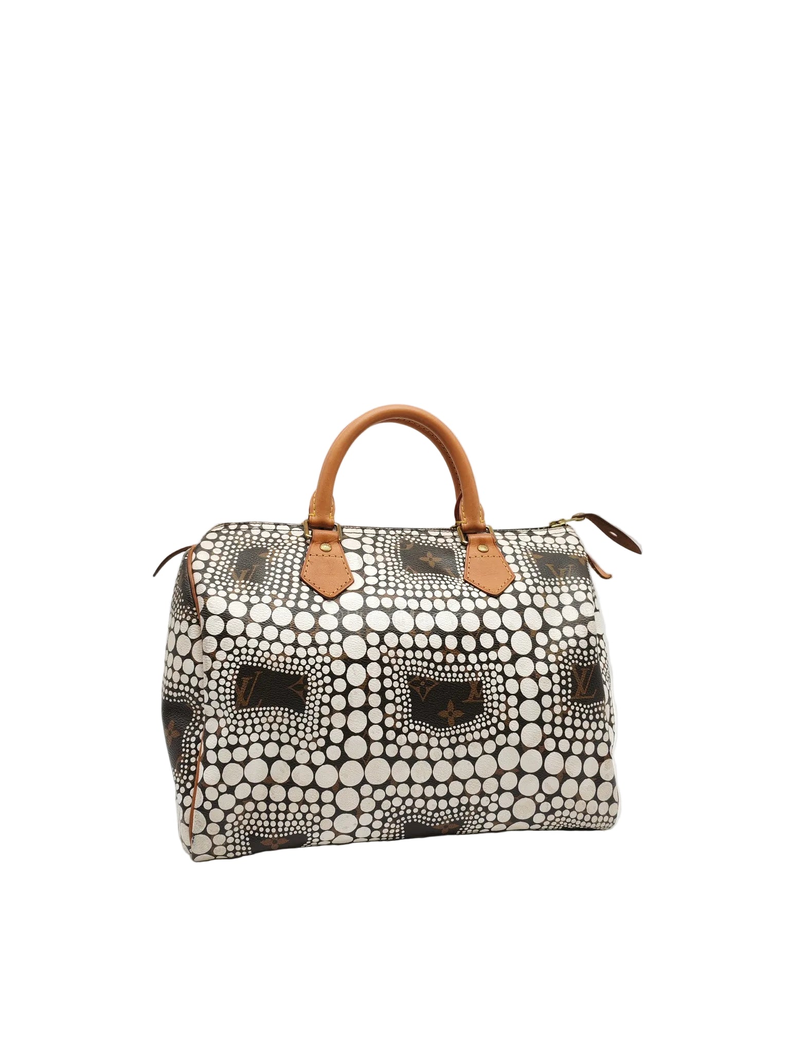 Louis Vuitton X Yayoi Kusama Speedy 30 in White Polka Dot Overlay Monogram Canvas (Datecode: DU4102) | Purse Maison Luxury Bags Shop