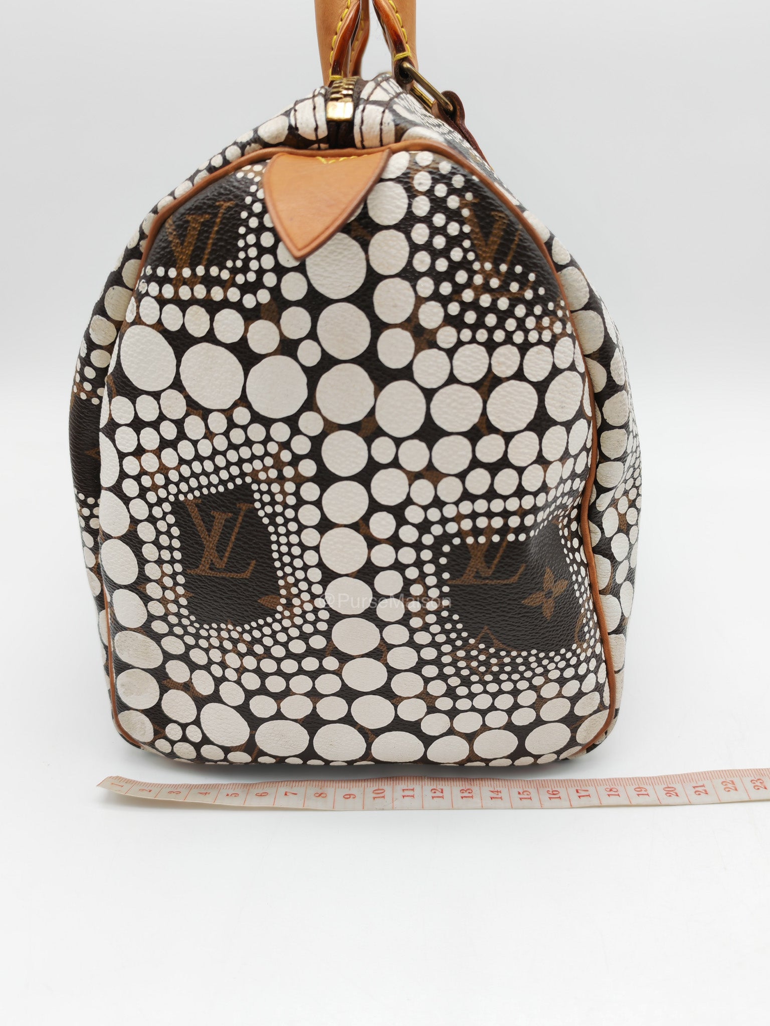 Louis Vuitton X Yayoi Kusama Speedy 30 in White Polka Dot Overlay Monogram Canvas (Datecode: DU4102) | Purse Maison Luxury Bags Shop