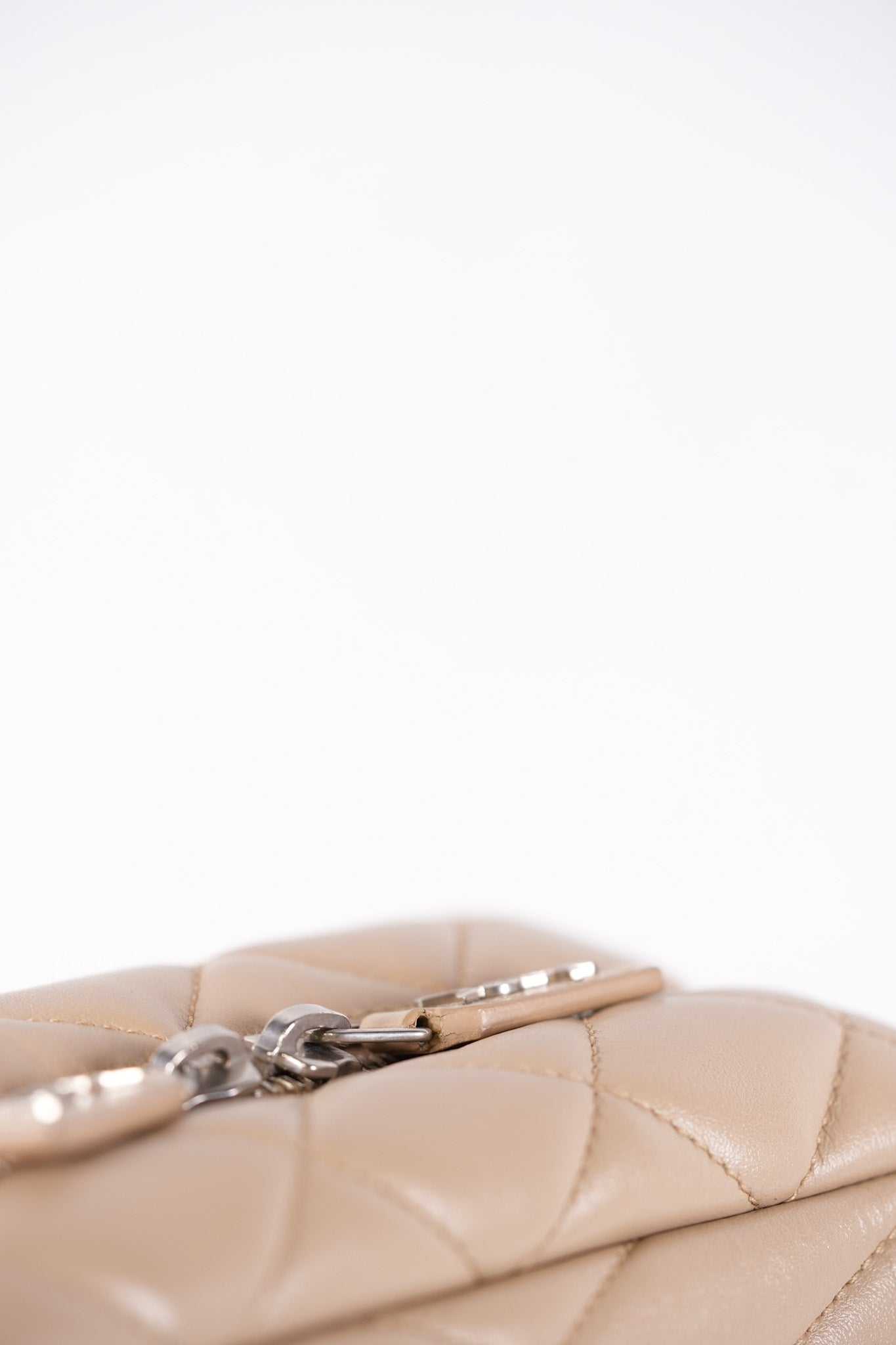 Loulou Bowling Bag in Beige Calfskin Leather & Silver Hardware | Purse Maison Luxury Bags Shop