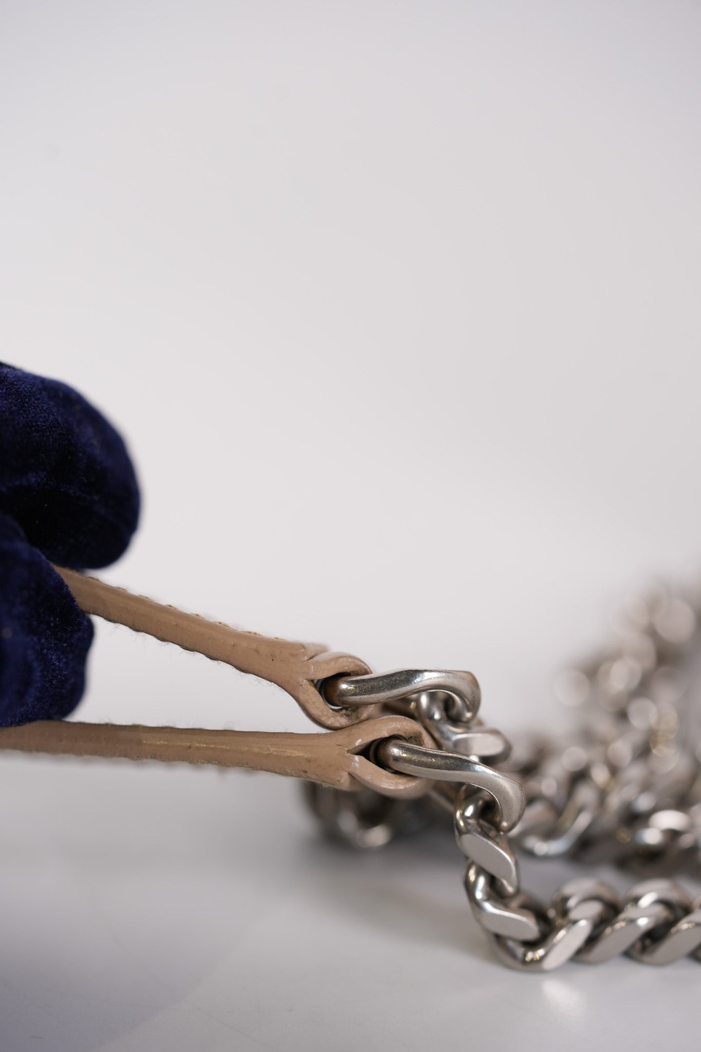 Loulou Bowling Bag in Beige Calfskin Leather & Silver Hardware | Purse Maison Luxury Bags Shop