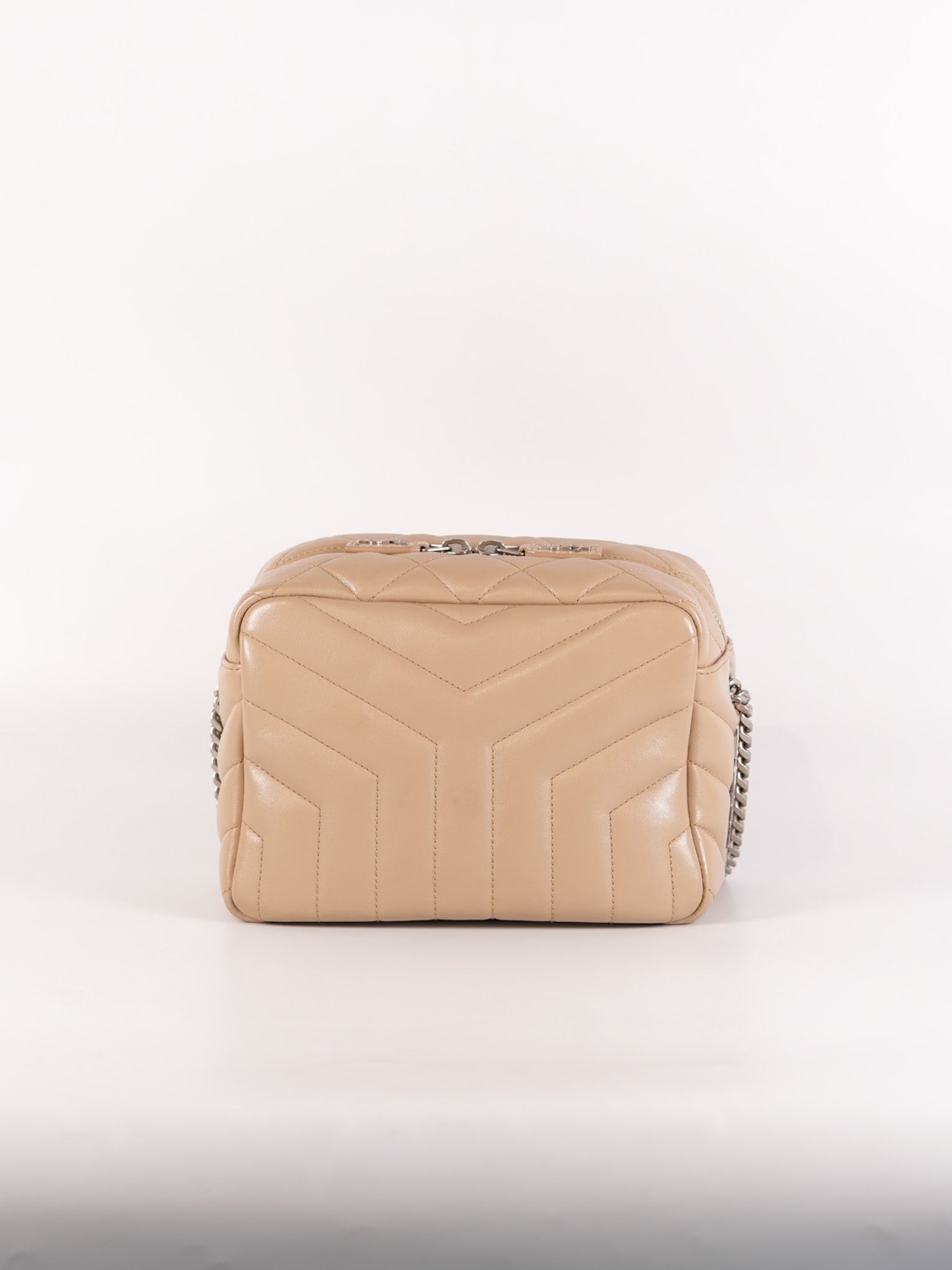 Loulou Bowling Bag in Beige Calfskin Leather & Silver Hardware | Purse Maison Luxury Bags Shop