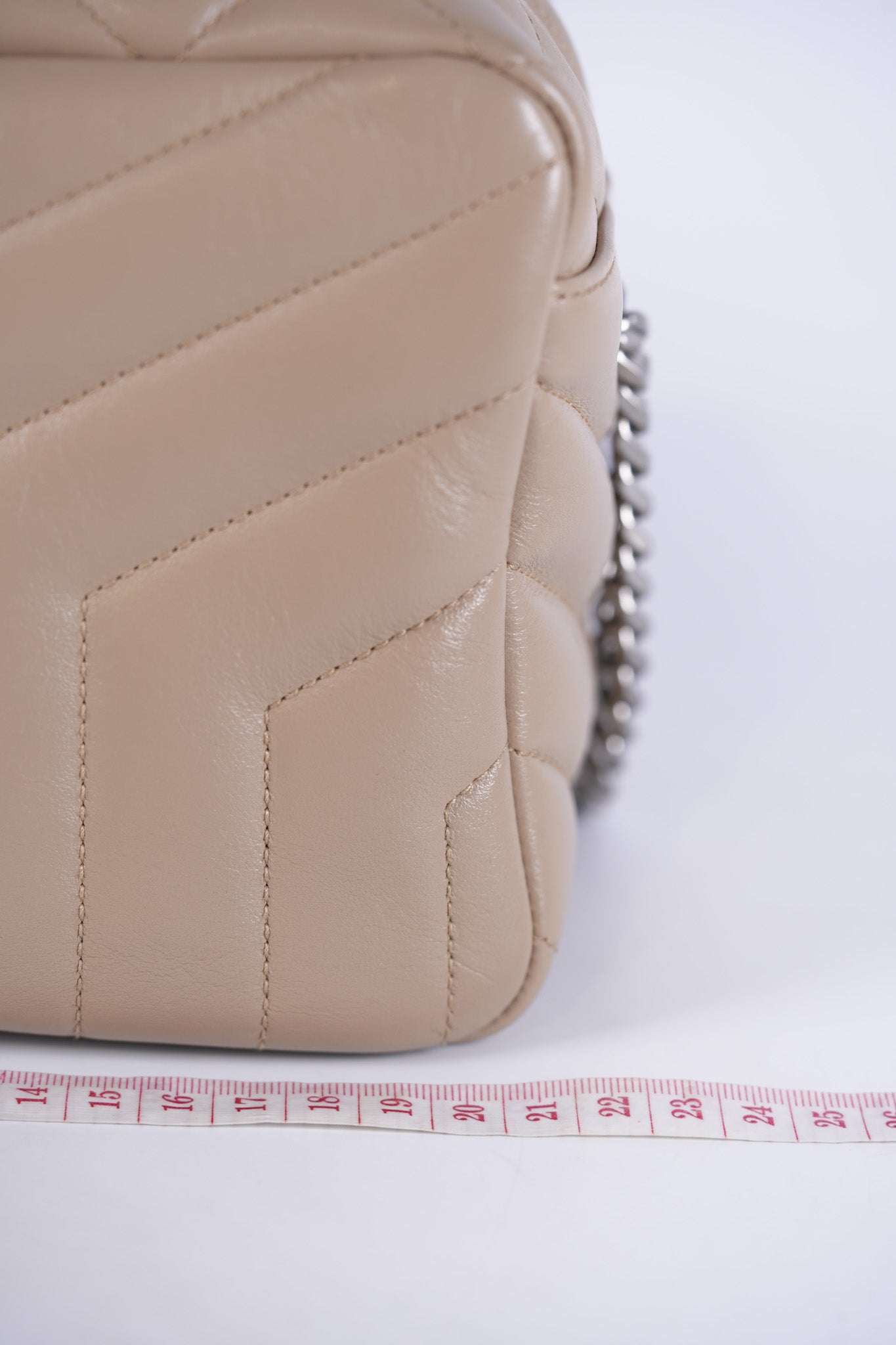 Loulou Bowling Bag in Beige Calfskin Leather & Silver Hardware | Purse Maison Luxury Bags Shop