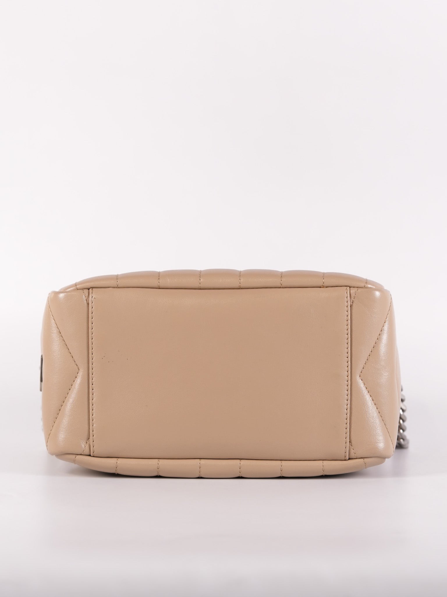 Loulou Bowling Bag in Beige Calfskin Leather & Silver Hardware | Purse Maison Luxury Bags Shop