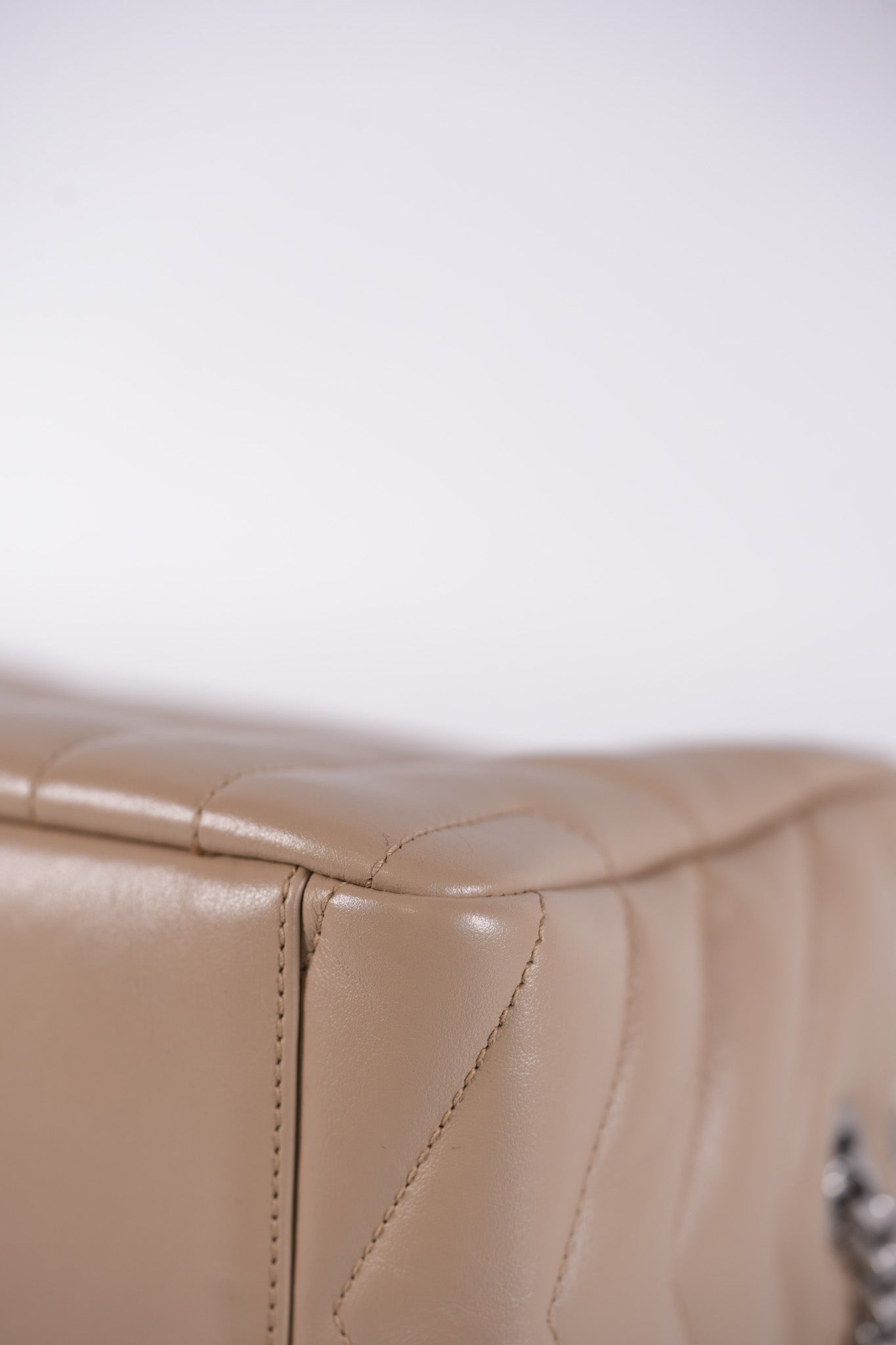 Loulou Bowling Bag in Beige Calfskin Leather & Silver Hardware | Purse Maison Luxury Bags Shop