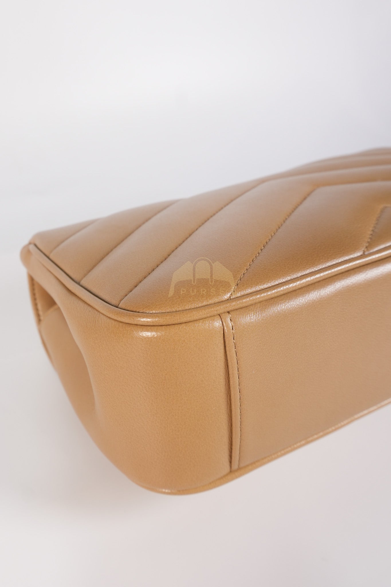 Loulou Shoulder Bag Small in Dark Beige Matelasse Lambskin | Purse Maison Luxury Bags Shop