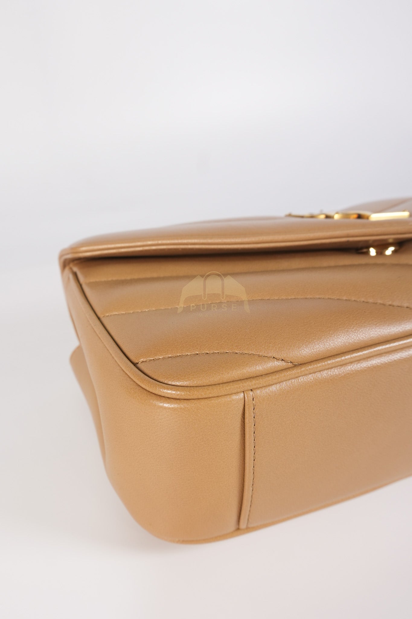 Loulou Shoulder Bag Small in Dark Beige Matelasse Lambskin | Purse Maison Luxury Bags Shop