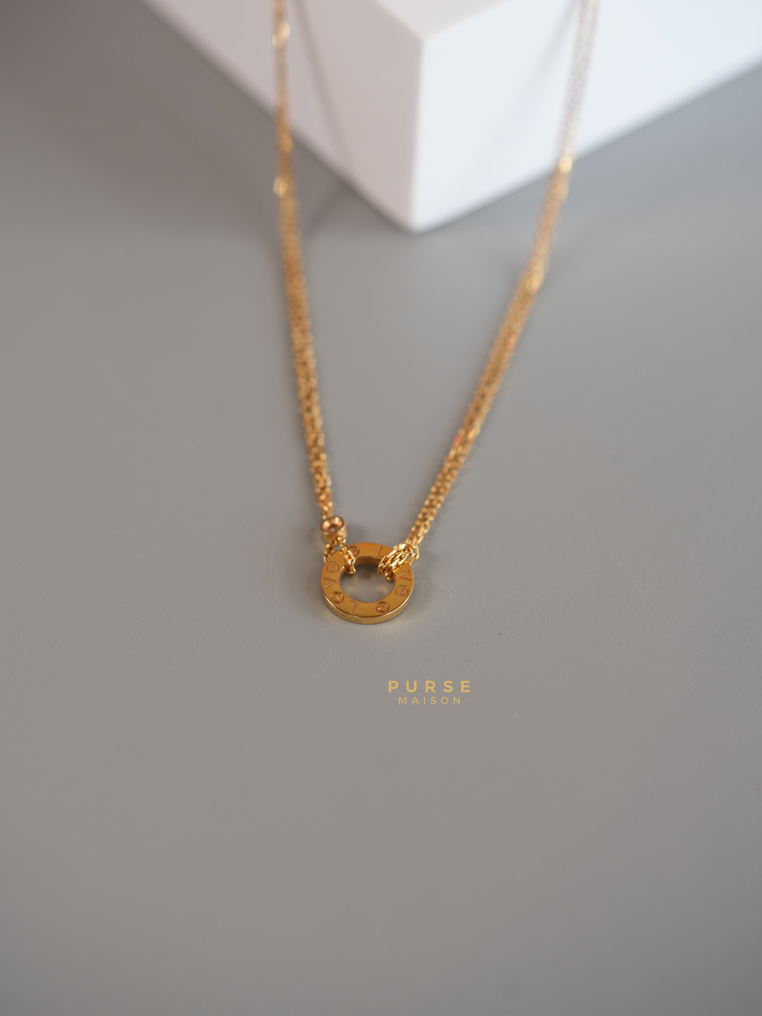 Love Mini Circle 18k Red Gold 0.03 ct Necklace | Purse Maison Luxury Bags Shop