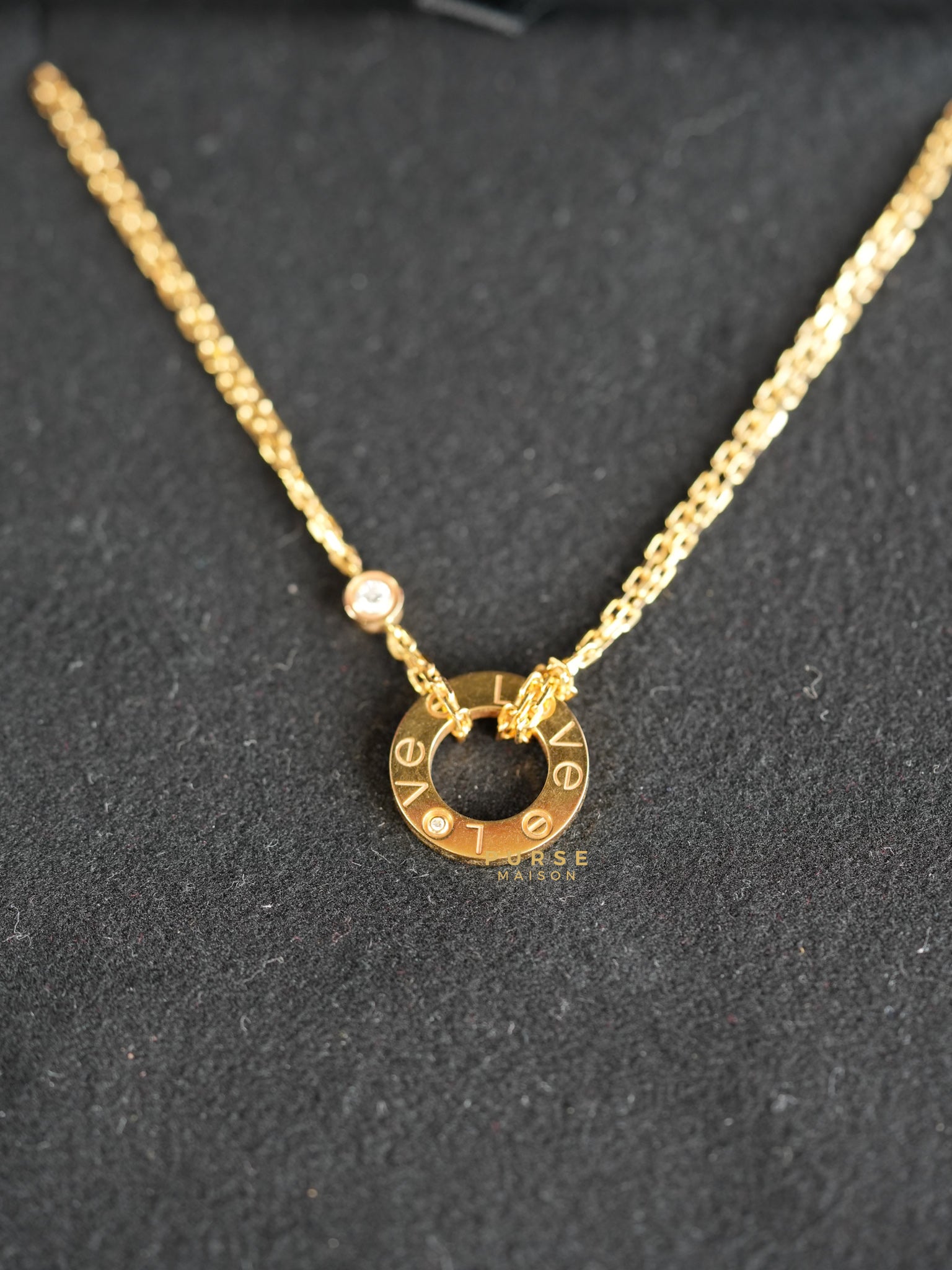 Love Mini Circle 18k Red Gold 0.03 ct Necklace | Purse Maison Luxury Bags Shop