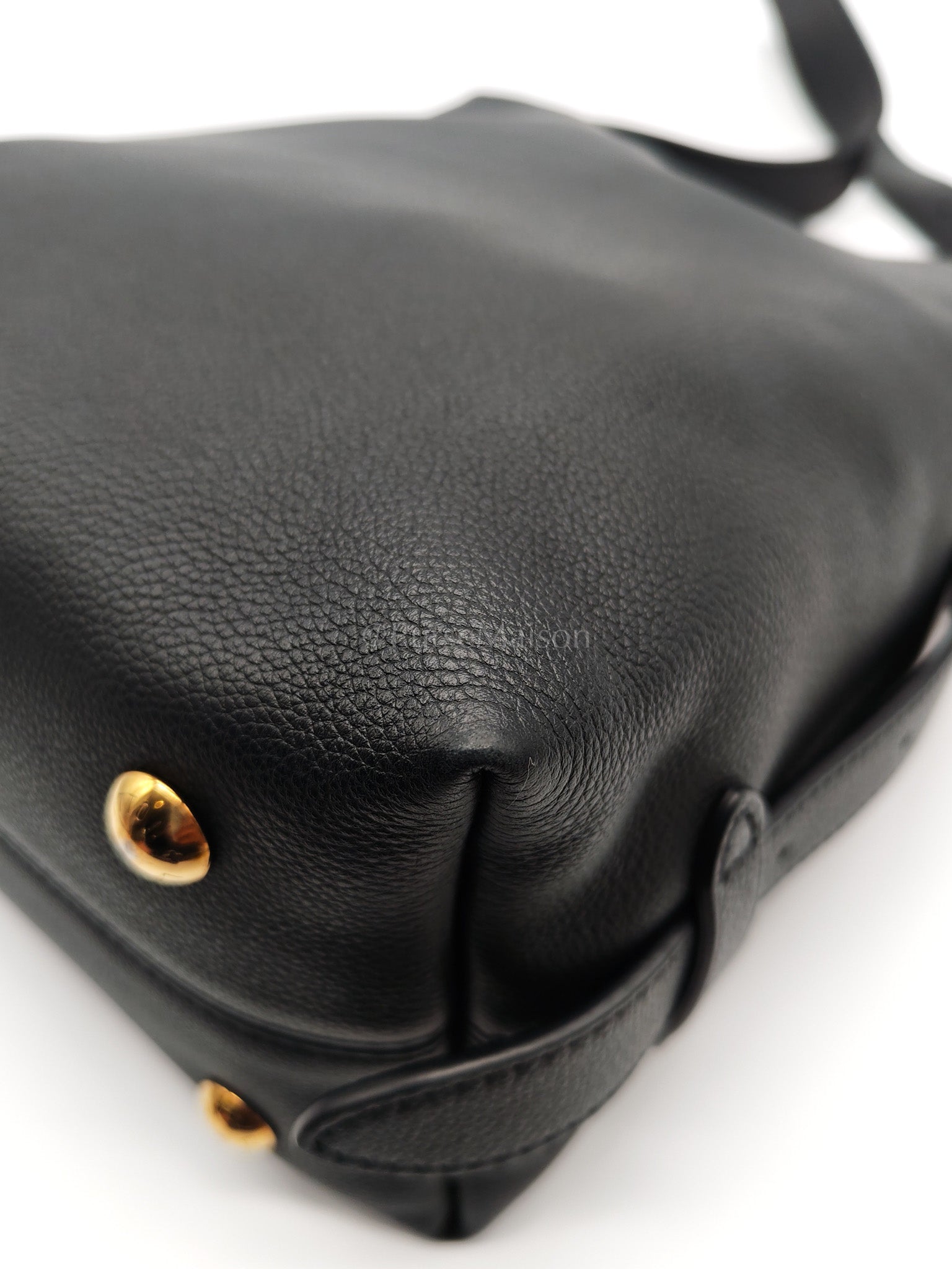 Low Key Hobo PM Black Grained Calfskin Leather Gold Hardware (Microchip) | Purse Maison Luxury Bags Shop