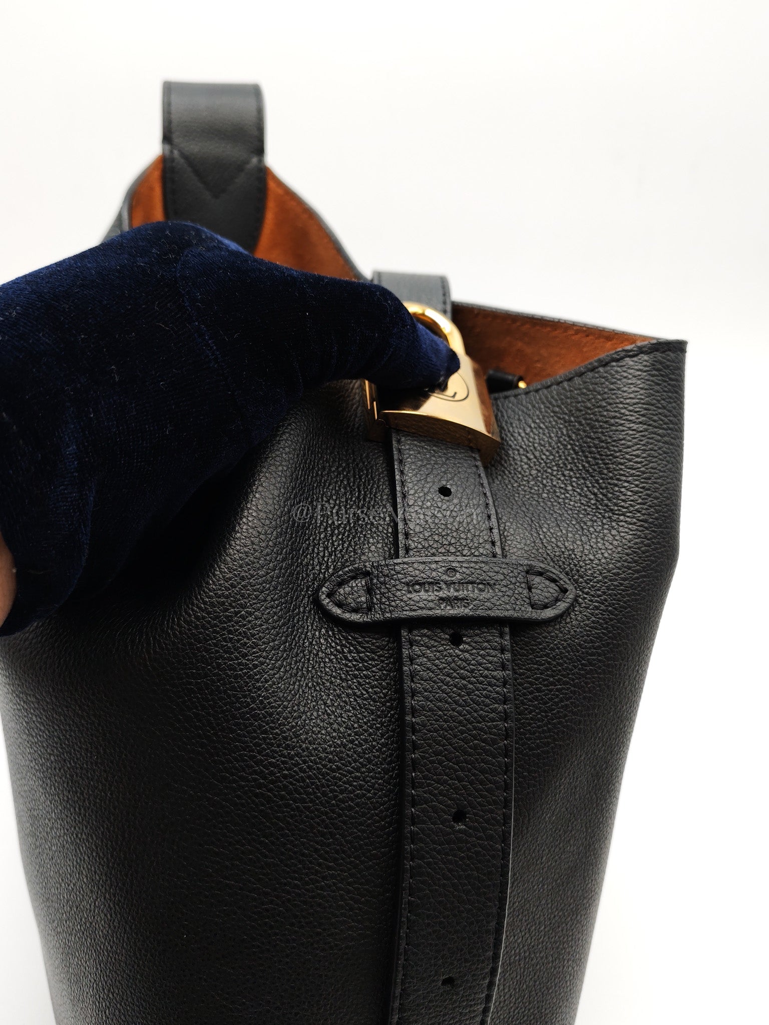 Low Key Hobo PM Black Grained Calfskin Leather Gold Hardware (Microchip) | Purse Maison Luxury Bags Shop