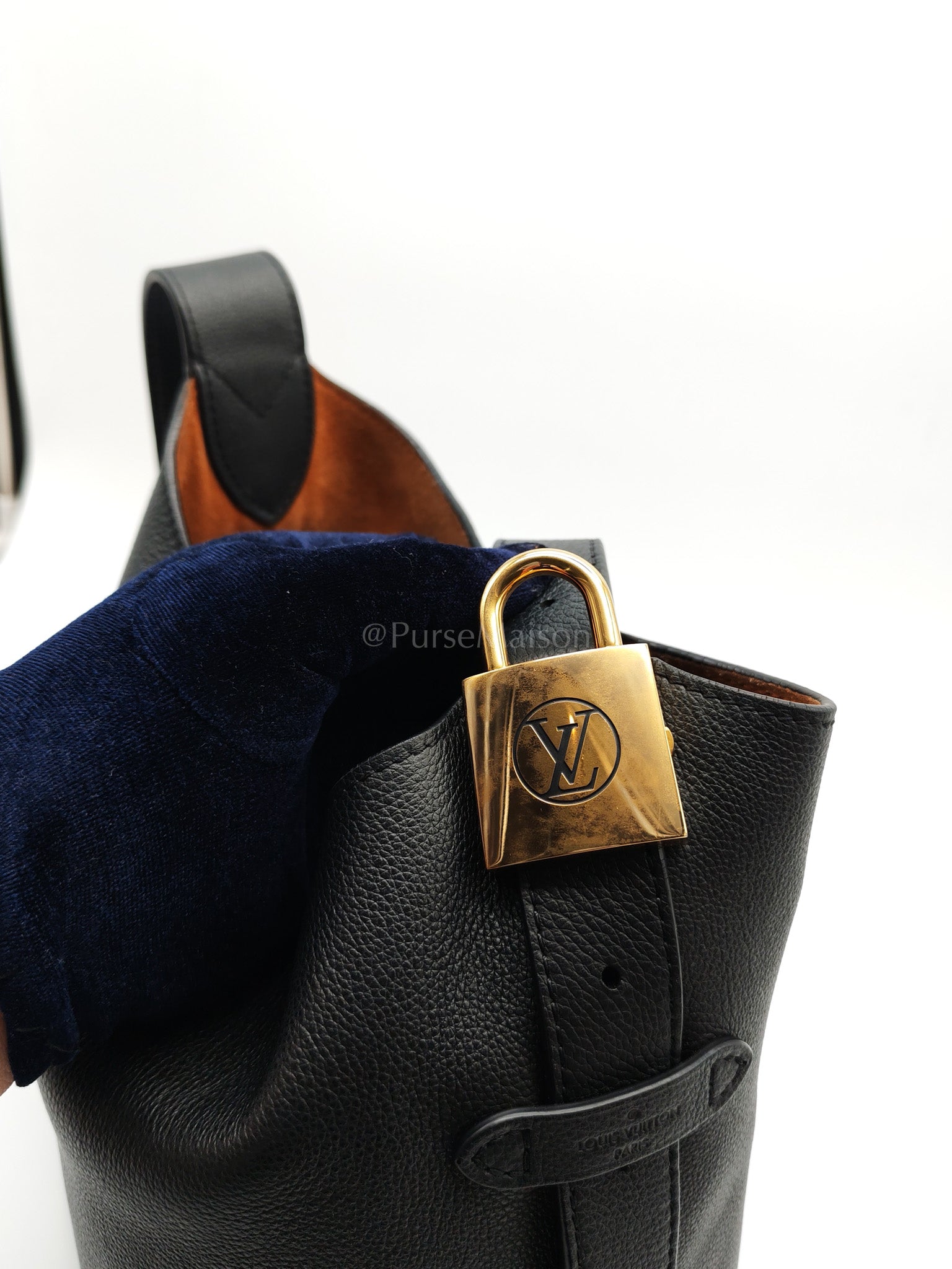 Low Key Hobo PM Black Grained Calfskin Leather Gold Hardware (Microchip) | Purse Maison Luxury Bags Shop