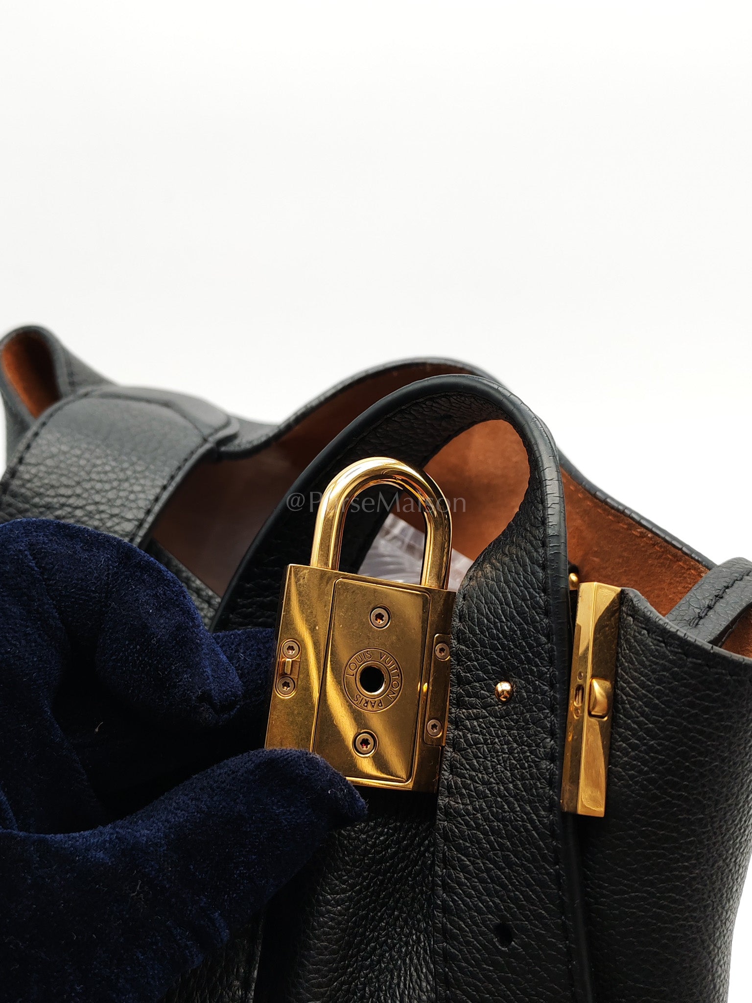 Low Key Hobo PM Black Grained Calfskin Leather Gold Hardware (Microchip) | Purse Maison Luxury Bags Shop