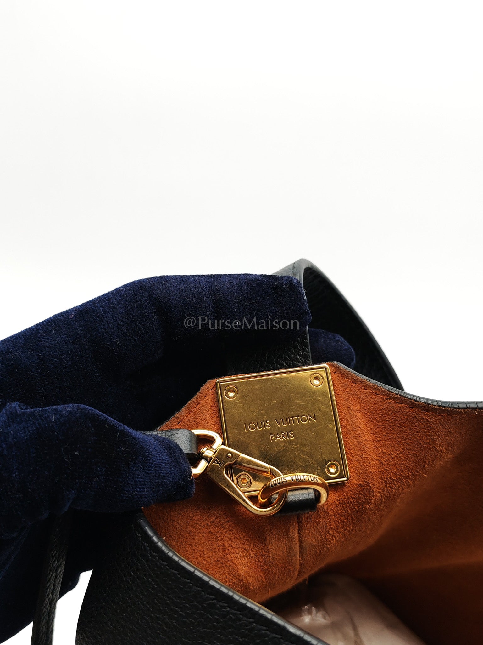 Low Key Hobo PM Black Grained Calfskin Leather Gold Hardware (Microchip) | Purse Maison Luxury Bags Shop