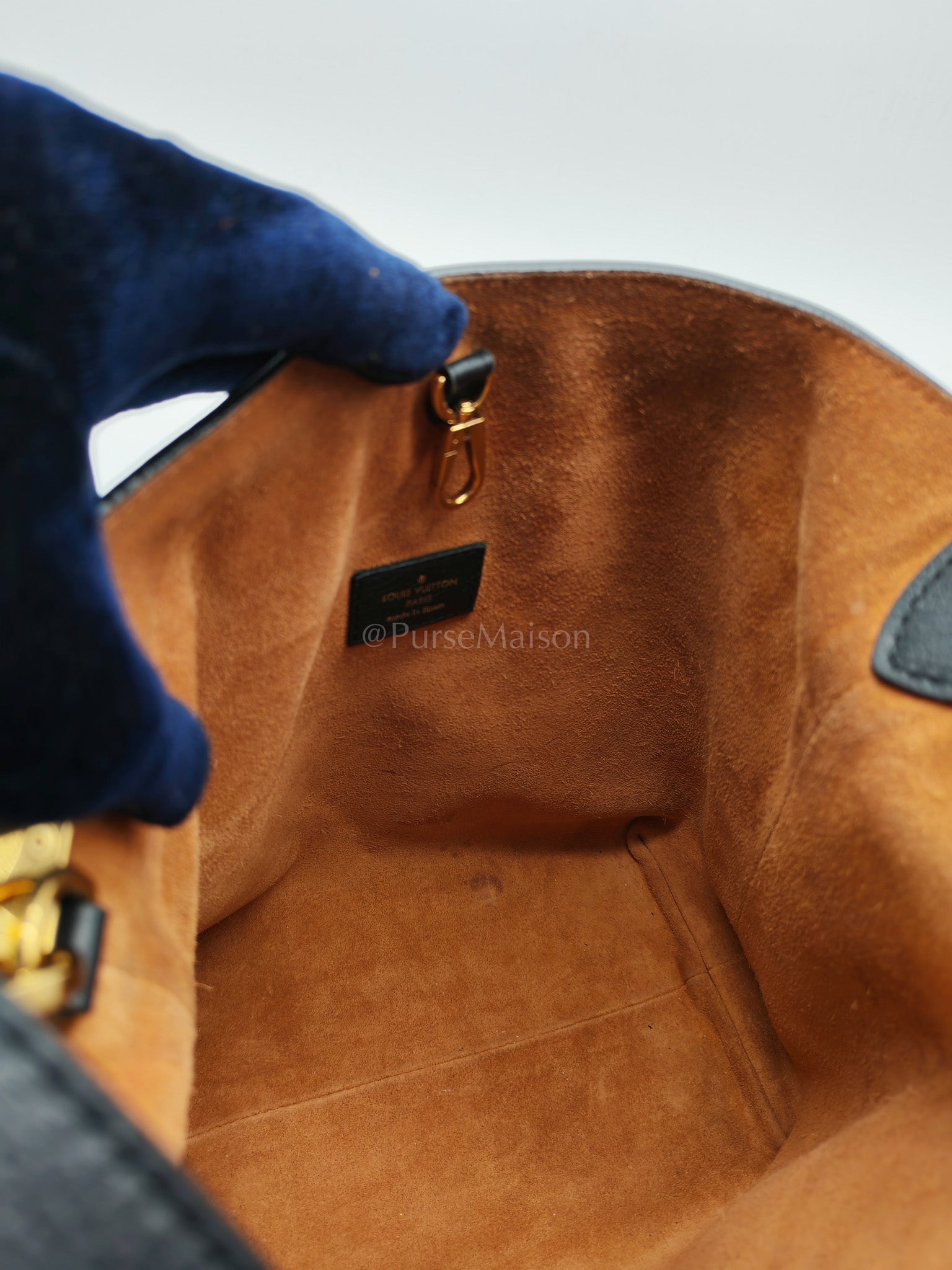 Low Key Hobo PM Black Grained Calfskin Leather Gold Hardware (Microchip) | Purse Maison Luxury Bags Shop