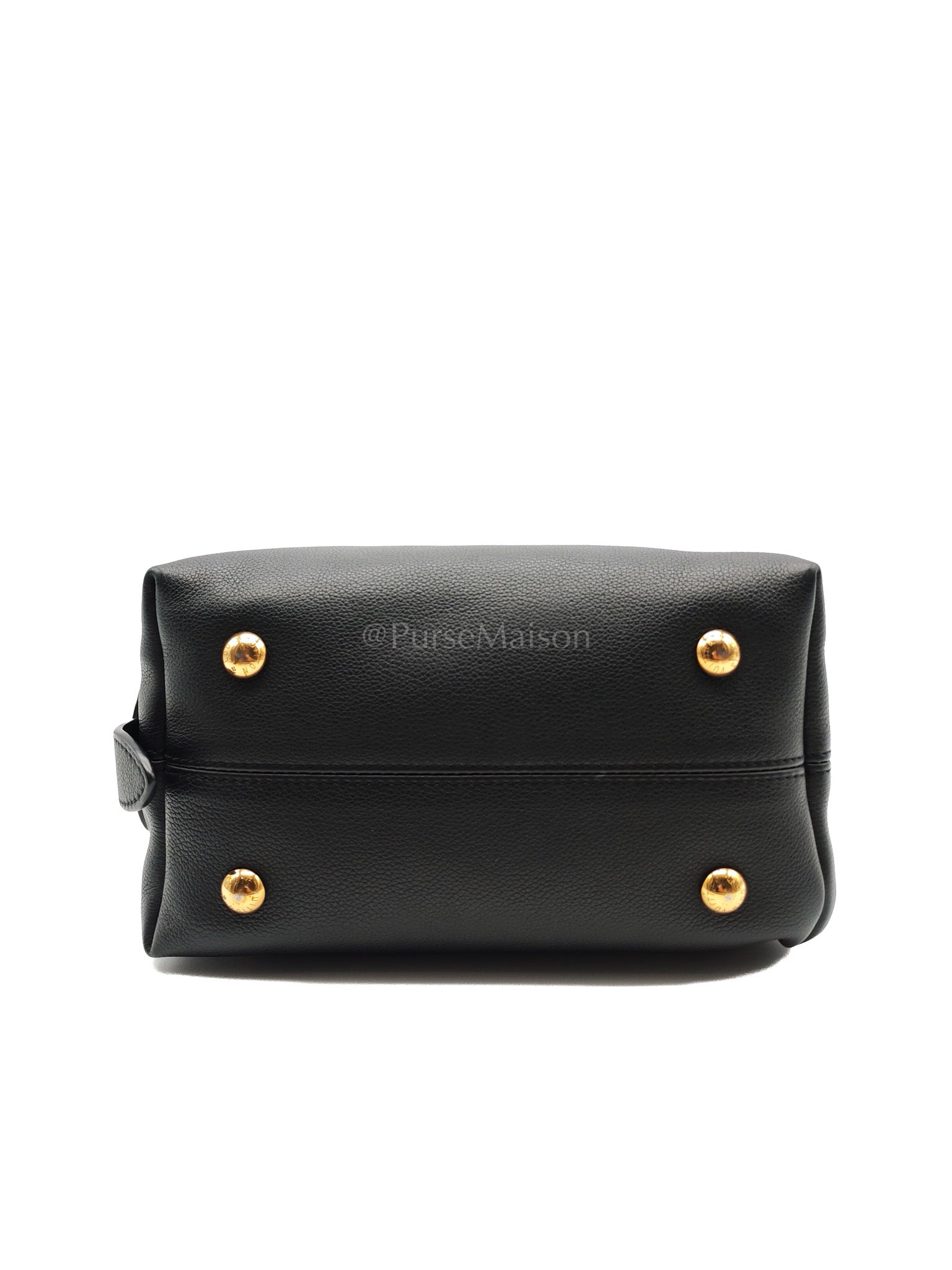 Low Key Hobo PM Black Grained Calfskin Leather Gold Hardware (Microchip) | Purse Maison Luxury Bags Shop