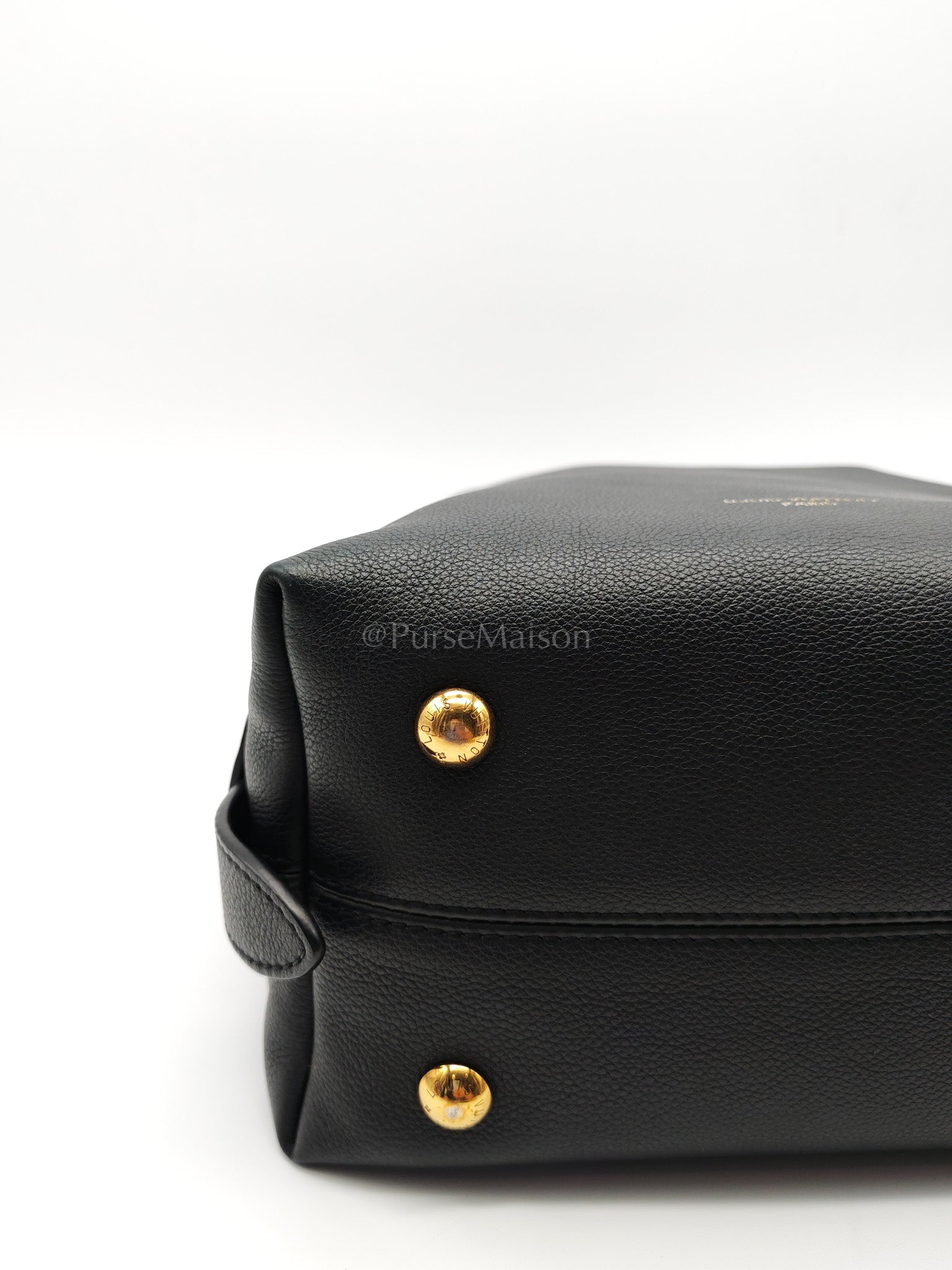 Low Key Hobo PM Black Grained Calfskin Leather Gold Hardware (Microchip) | Purse Maison Luxury Bags Shop