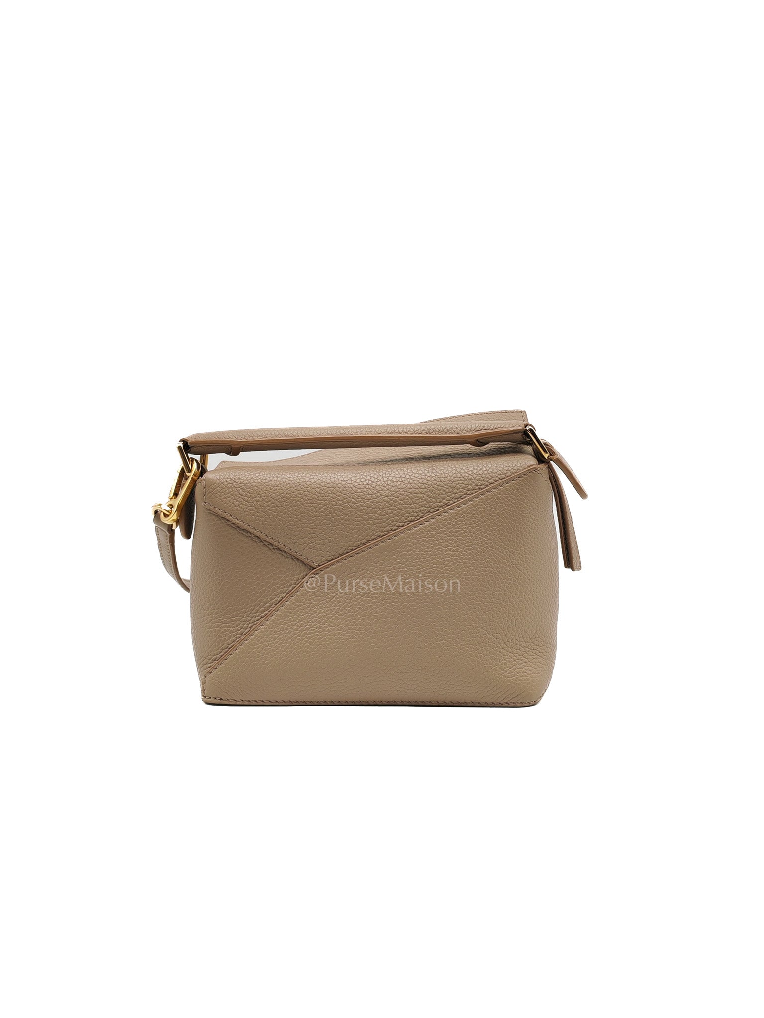 Loewe Puzzle Edge Bag in Dark Beige Soft Grained Calfskin Leather and Gold Hardware