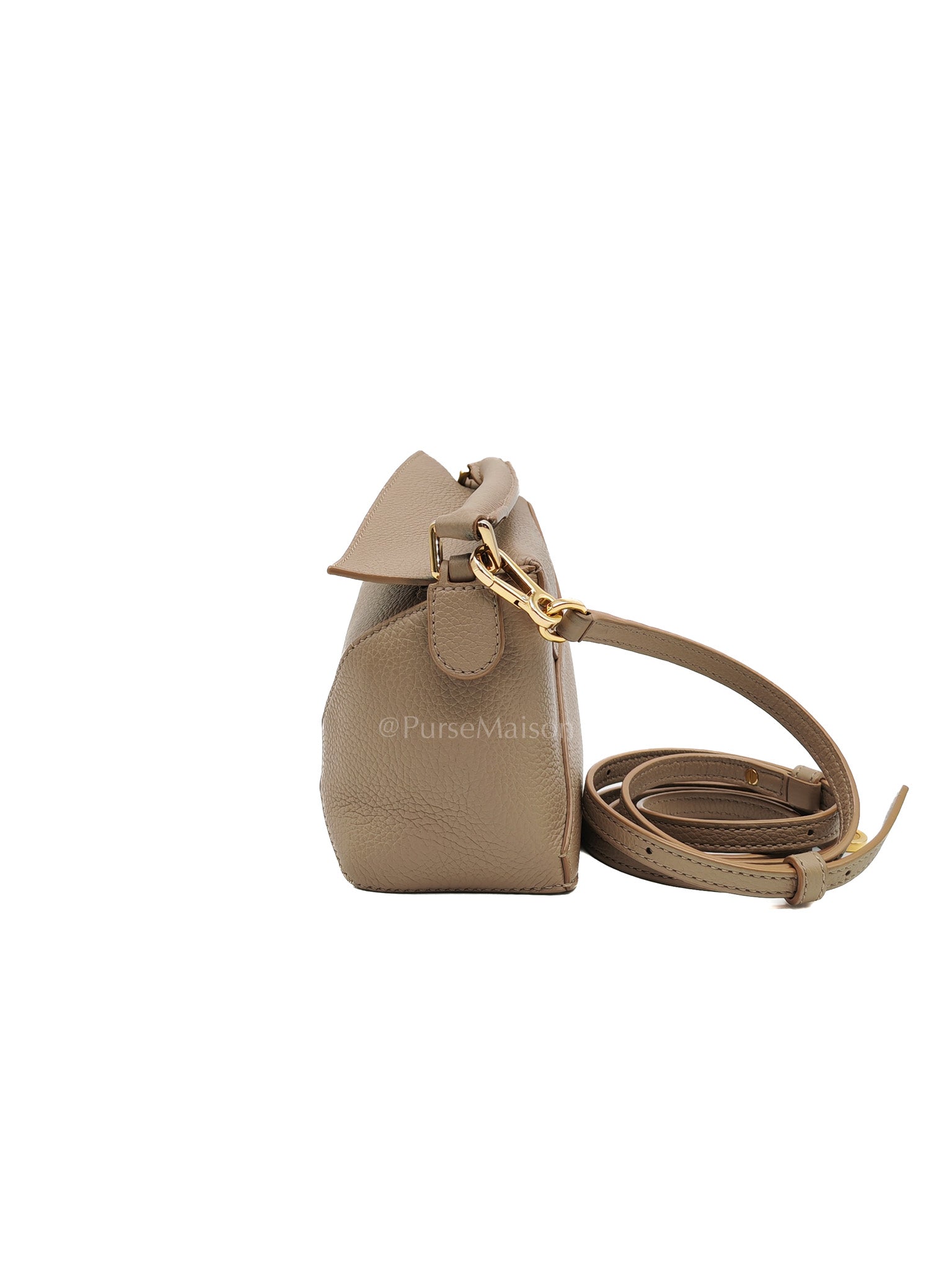 Loewe Puzzle Edge Bag in Dark Beige Soft Grained Calfskin Leather and Gold Hardware