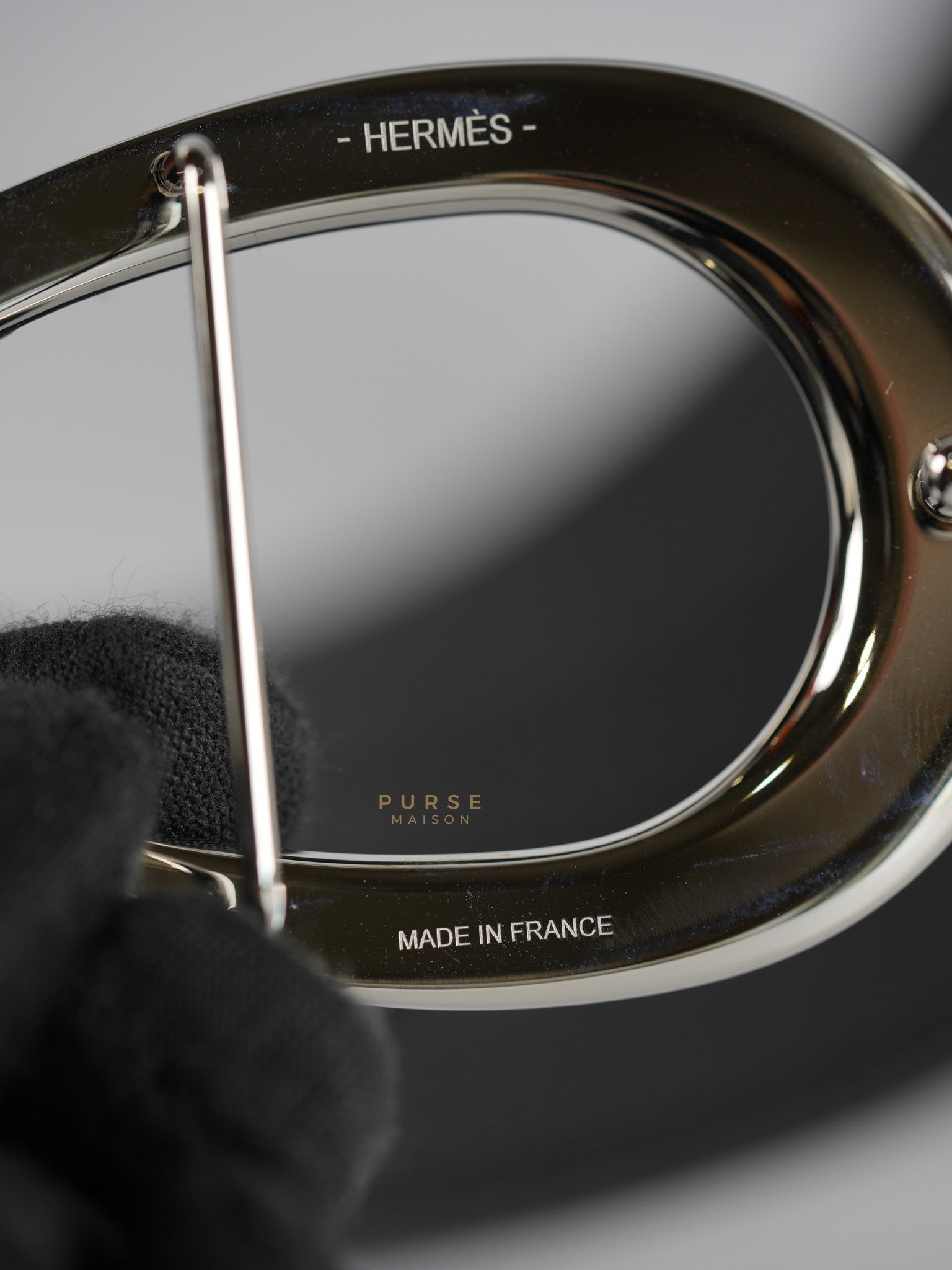 Luck Buckle Noir Reversible Leather Belt in Palladium Hardware 95cm | Purse Maison Luxury Bags Shop