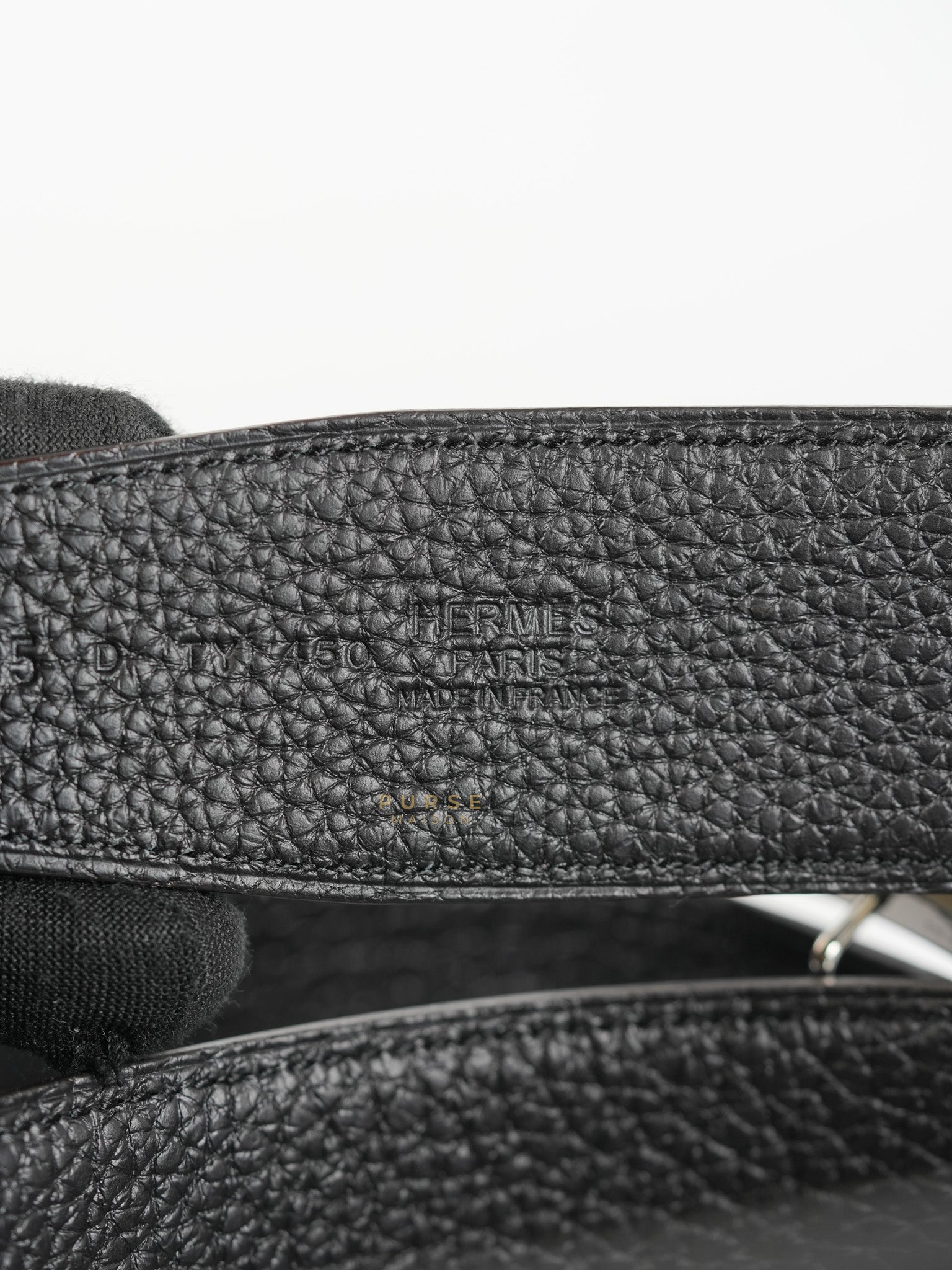 Luck Buckle Noir Reversible Leather Belt in Palladium Hardware 95cm | Purse Maison Luxury Bags Shop