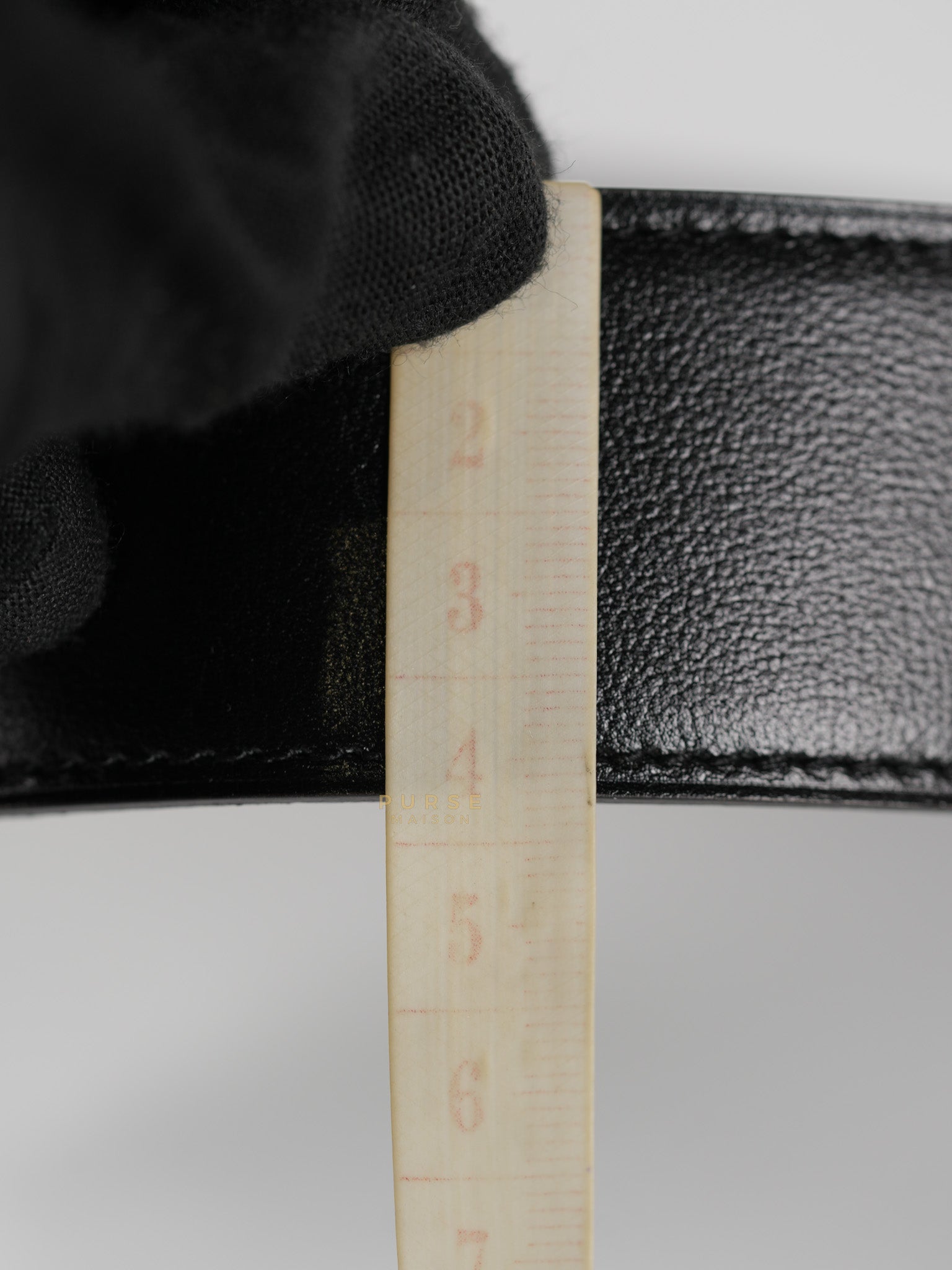 Luck Buckle Noir Reversible Leather Belt in Palladium Hardware 95cm | Purse Maison Luxury Bags Shop