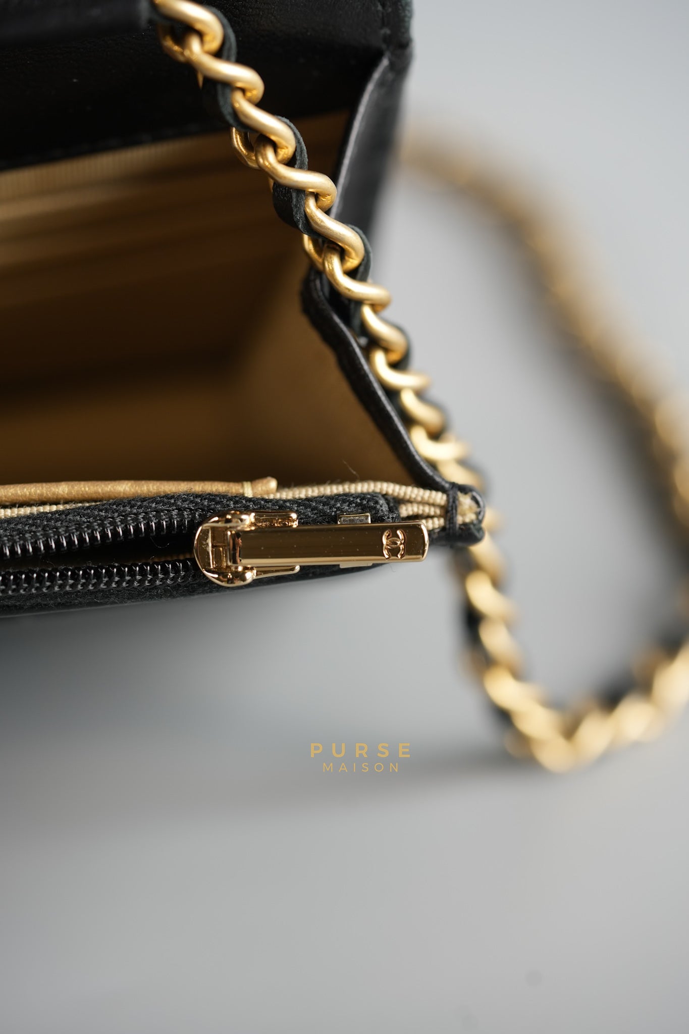 Lucky Charm Seasonal Wallet On Chain (WOC) Black Lambskin Leather Series 31 | Purse Maison Luxury Bags Shop