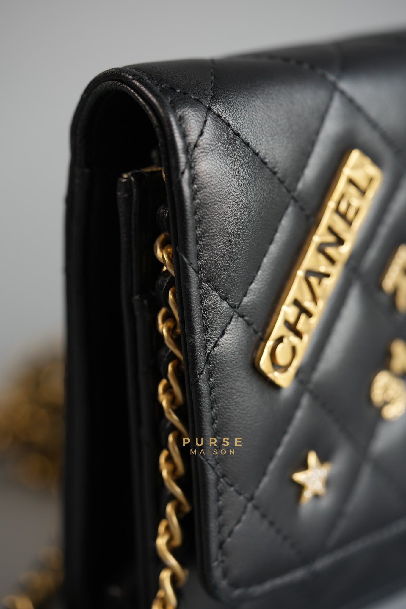 Lucky Charm Seasonal Wallet On Chain (WOC) Black Lambskin Leather Series 31 | Purse Maison Luxury Bags Shop