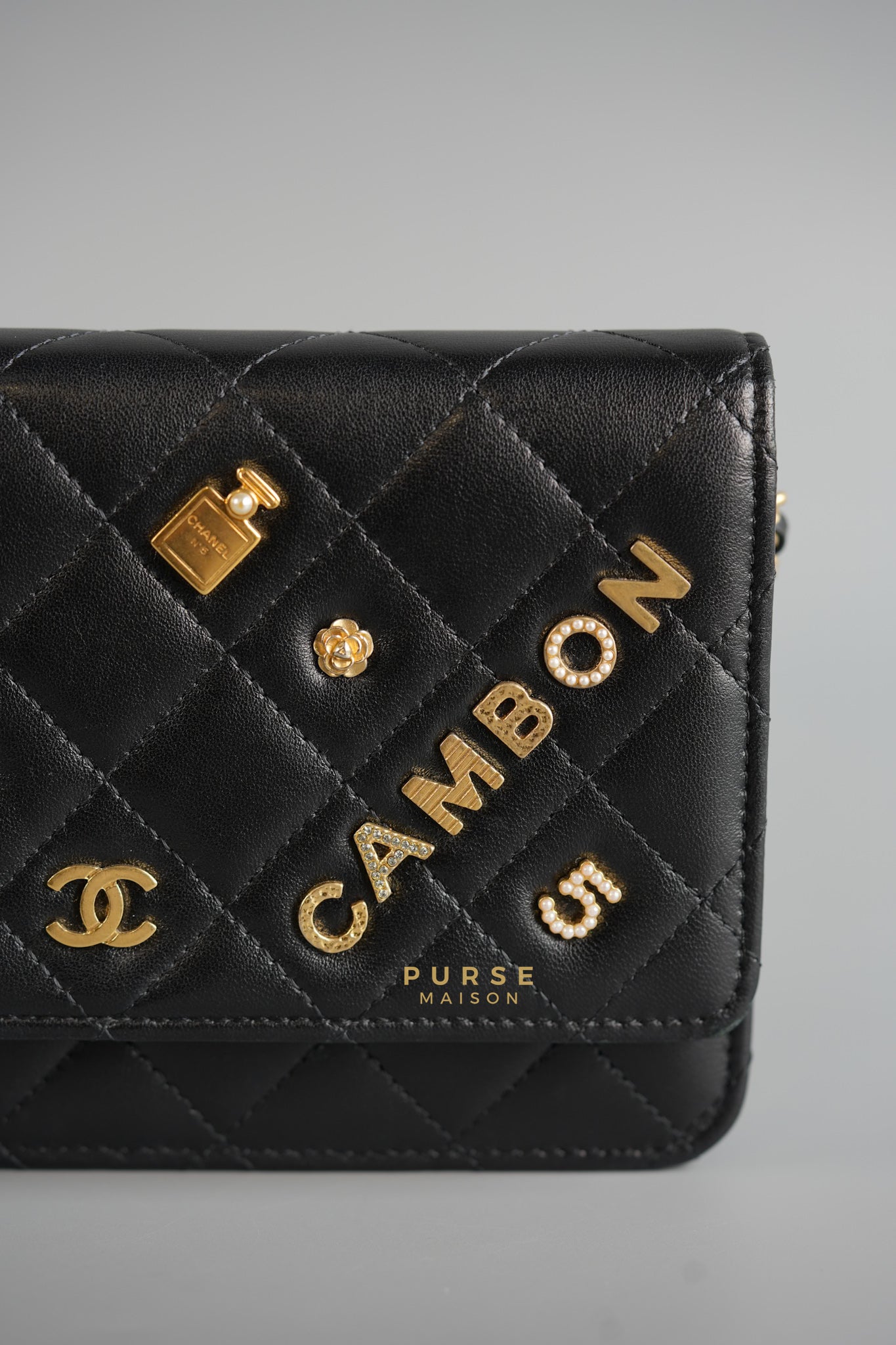 Lucky Charm Seasonal Wallet On Chain (WOC) Black Lambskin Leather Series 31 | Purse Maison Luxury Bags Shop