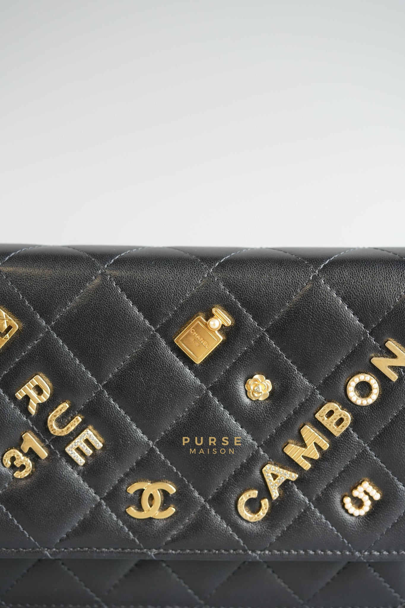 Lucky Charm Seasonal Wallet On Chain (WOC) Black Lambskin Leather Series 31 | Purse Maison Luxury Bags Shop