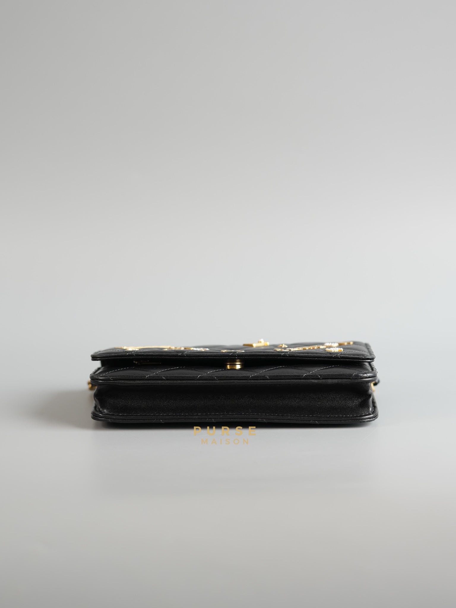 Lucky Charm Seasonal Wallet On Chain (WOC) Black Lambskin Leather Series 31 | Purse Maison Luxury Bags Shop