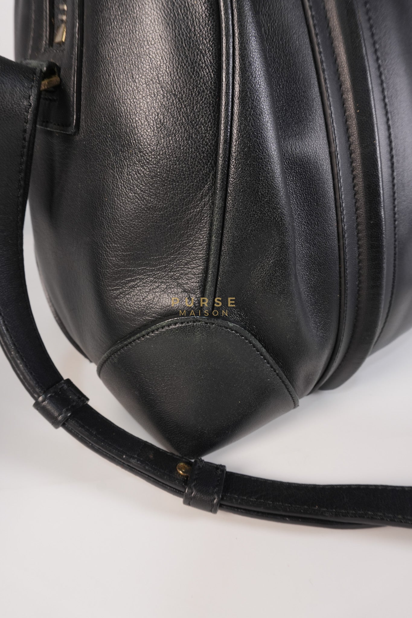 Lucrezia Duffle Bag in Black Smooth Calfskin Leather & Silver Leather | Purse Maison Luxury Bags Shop