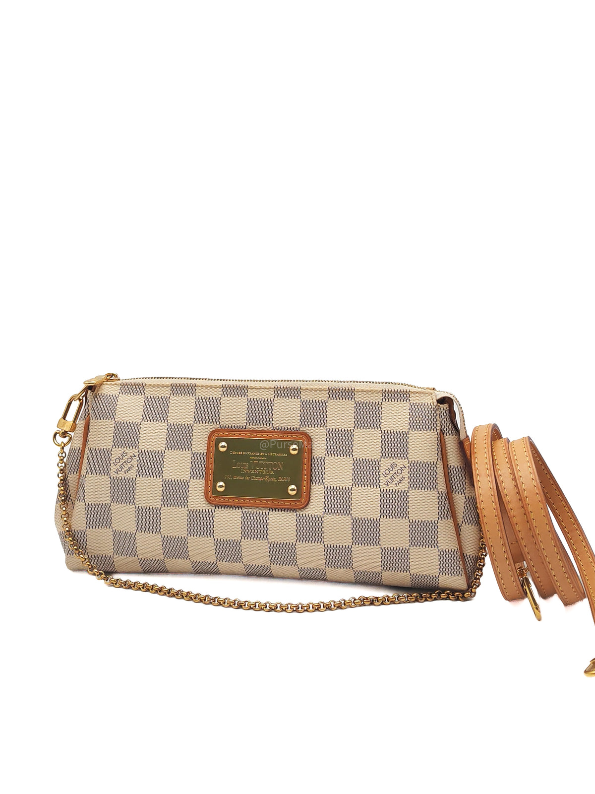 LV Damier Azur Eva Clutch Bag GHW | Purse Maison Luxury Bags Shop