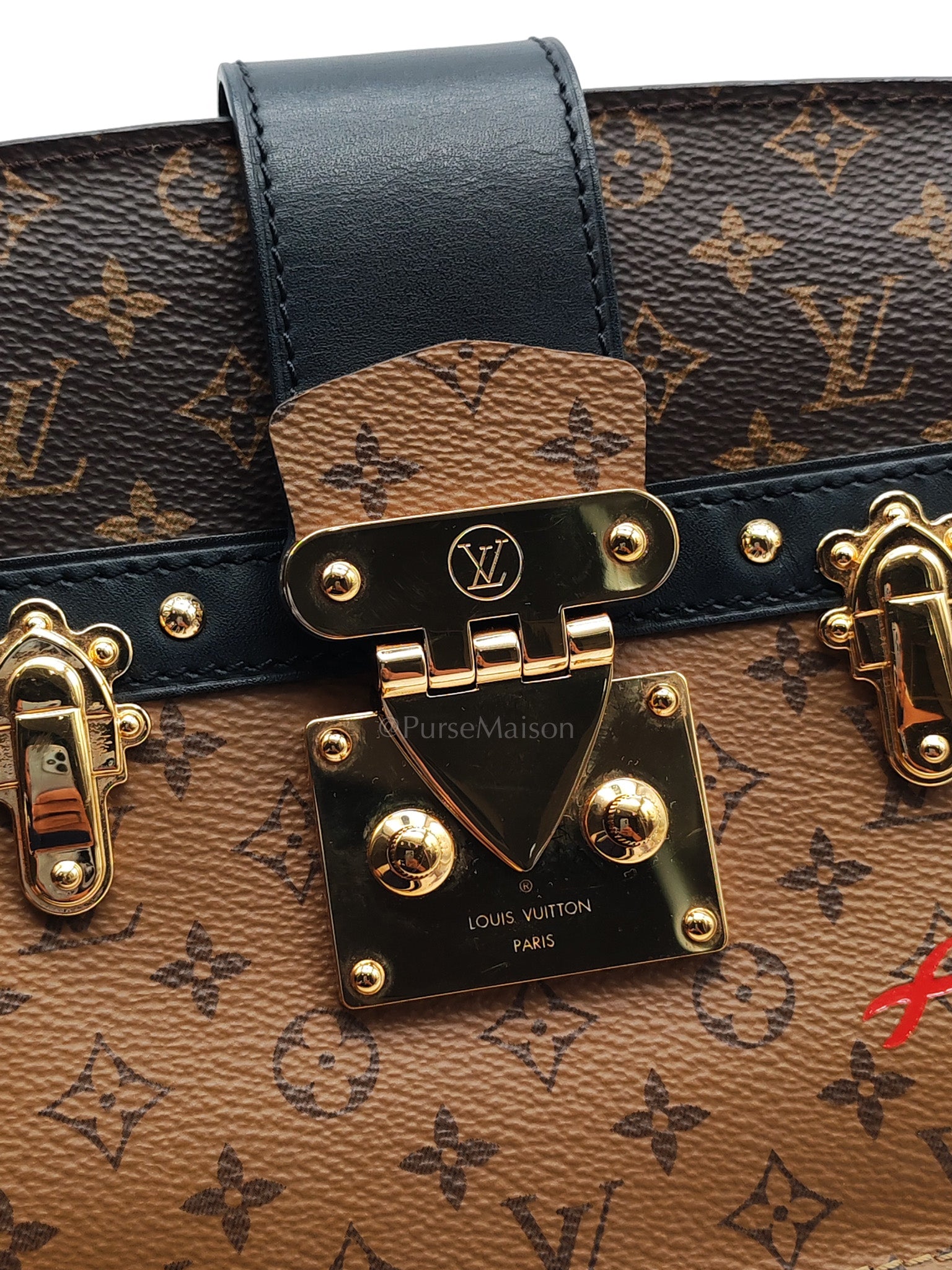 Trunk Clutch in Reverse Monogram & Gold Hardware Microchip