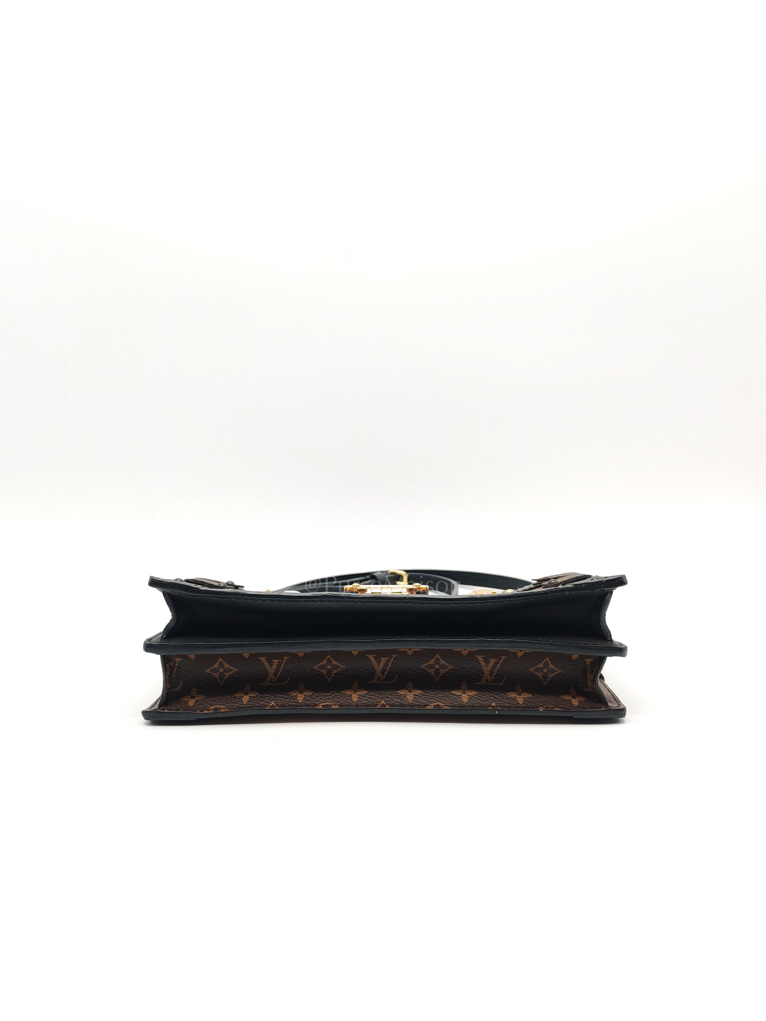 Trunk Clutch in Reverse Monogram & Gold Hardware Microchip