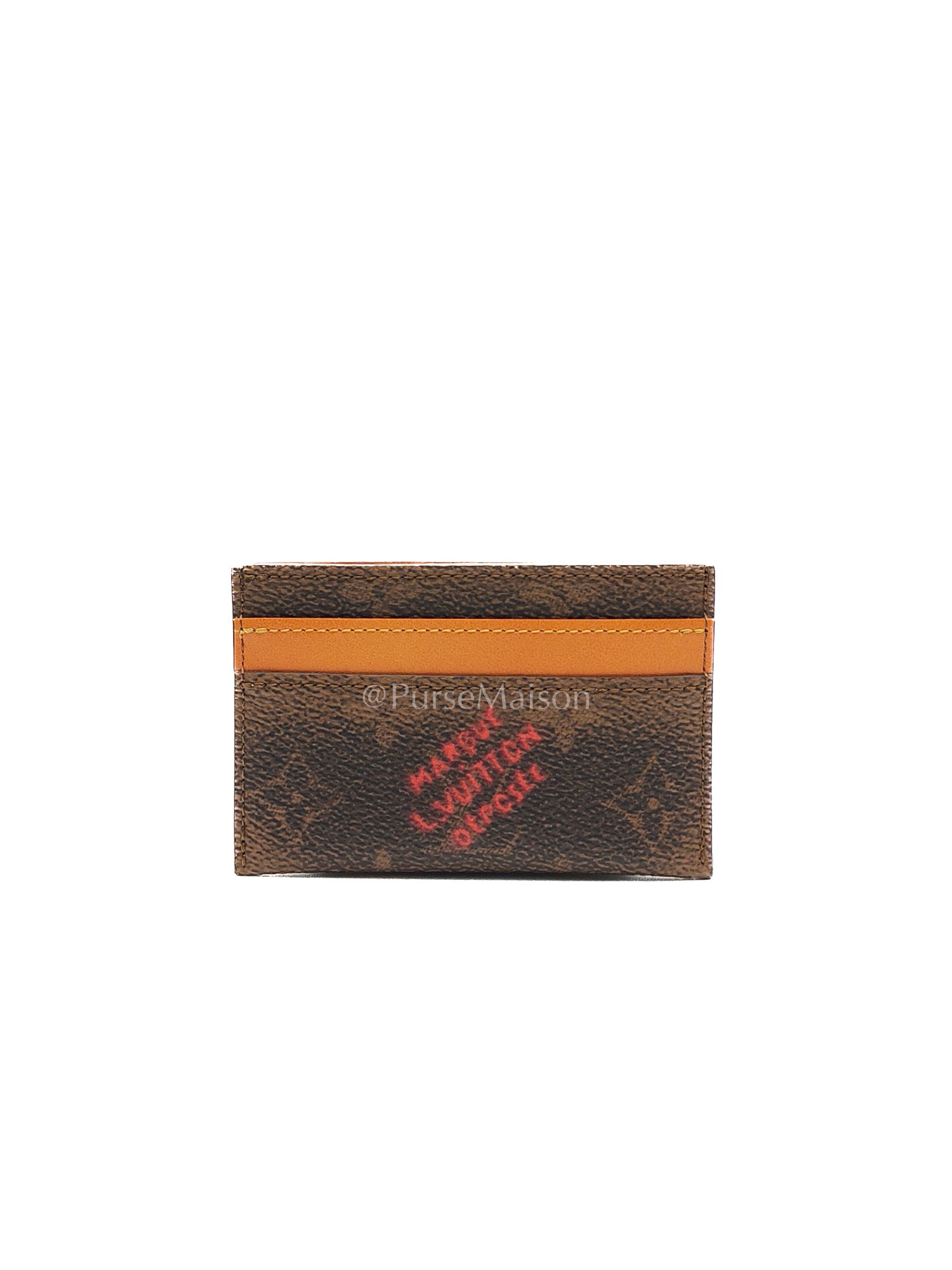 Louis Vuitton Double Card Holder in Red Graffiti Style Logo Monogram Dust Canvas