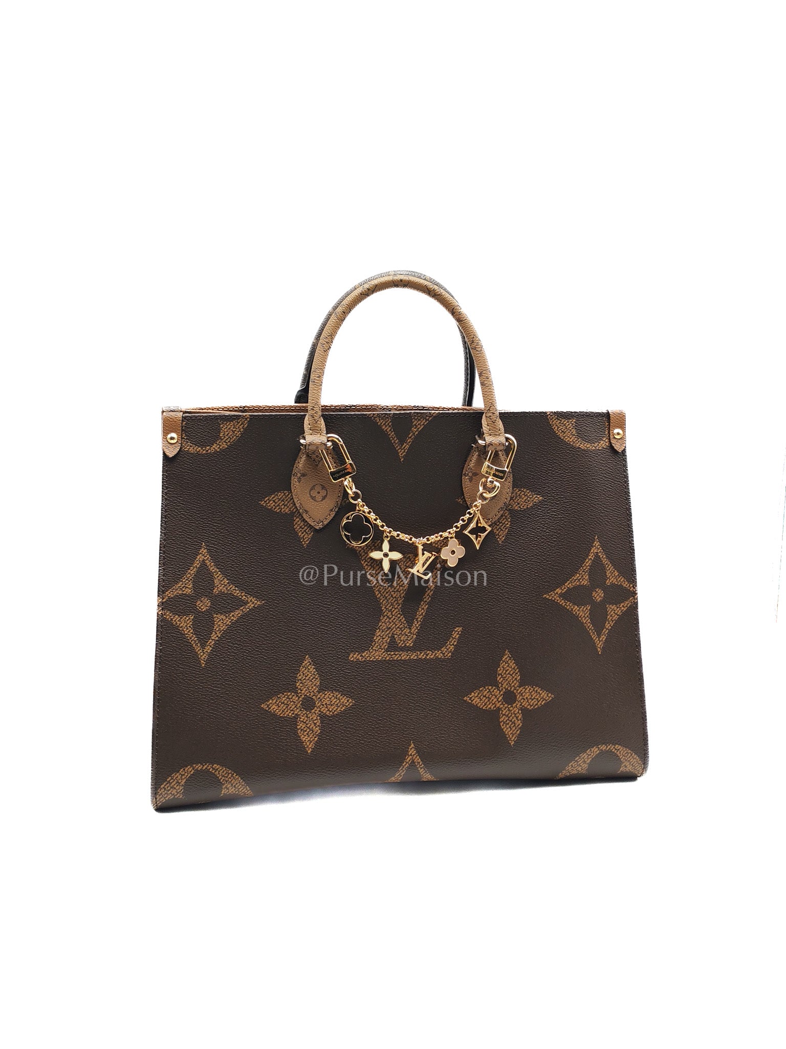 Louis Vuitton OntheGo MM in Reverse Monogram Canvas and Gold Hardware Microchip
