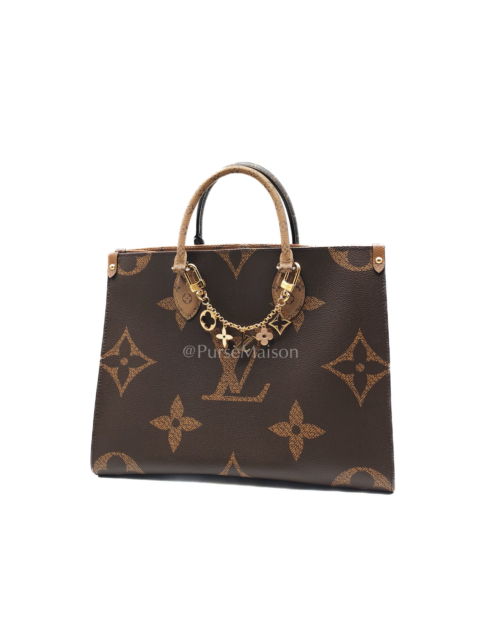Louis Vuitton OntheGo MM in Reverse Monogram Canvas and Gold Hardware Microchip