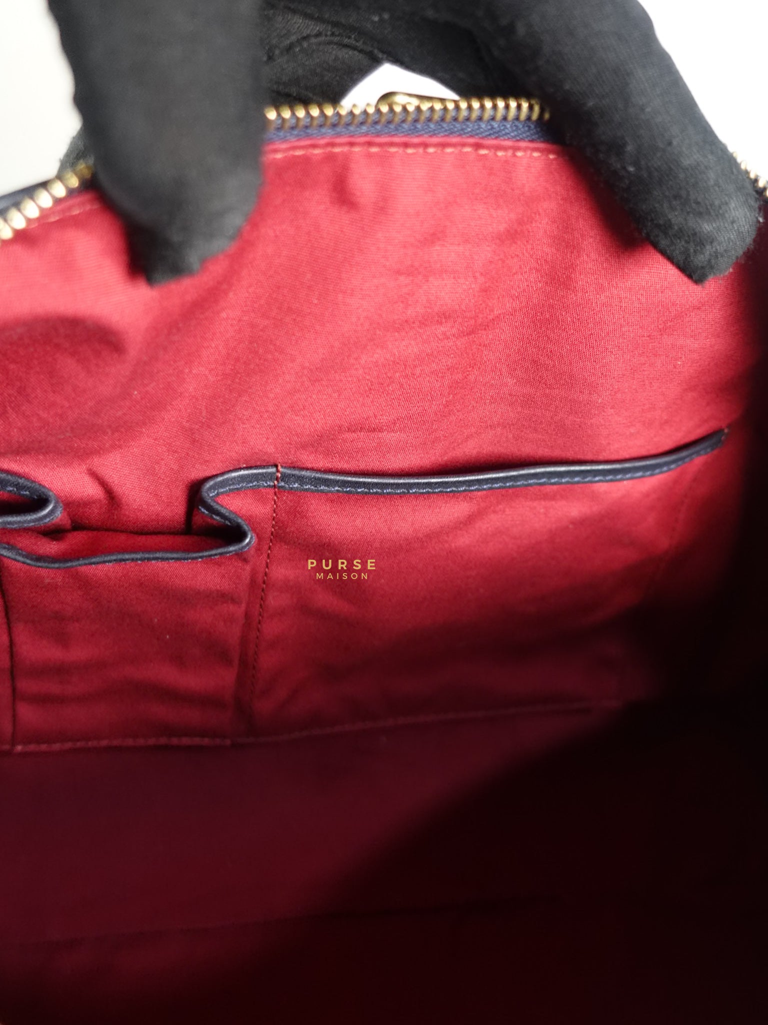 Macadam Boston Navy Blue Hand Bag | Purse Maison Luxury Bags Shop