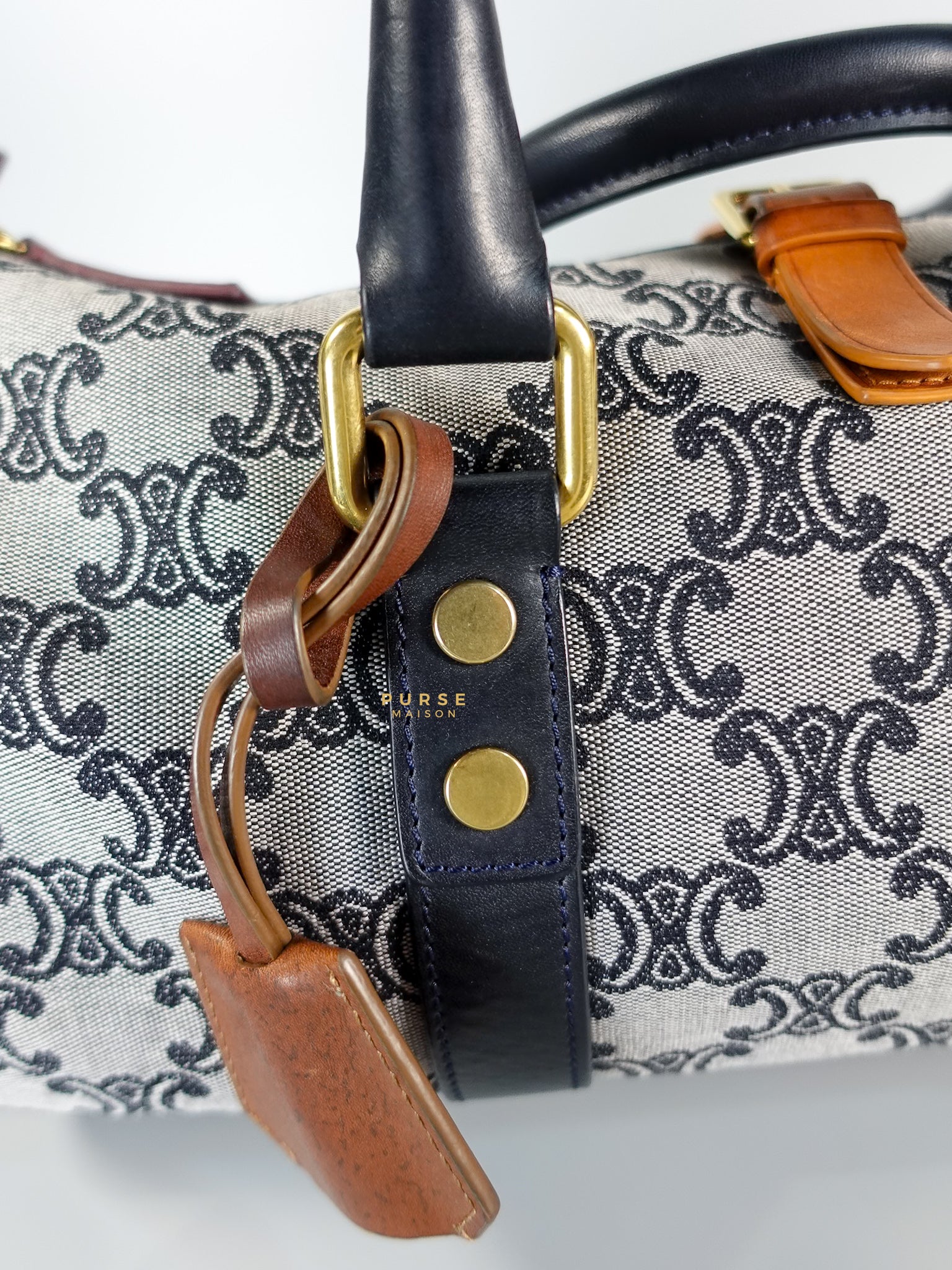 Macadam Boston Navy Blue Hand Bag | Purse Maison Luxury Bags Shop