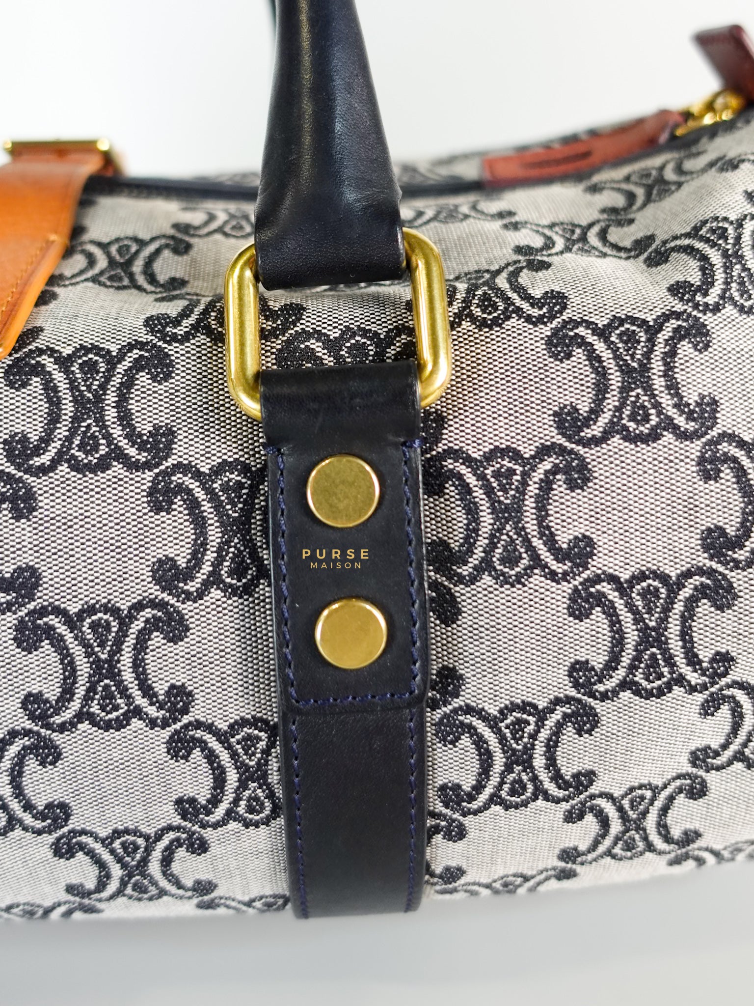 Macadam Boston Navy Blue Hand Bag | Purse Maison Luxury Bags Shop