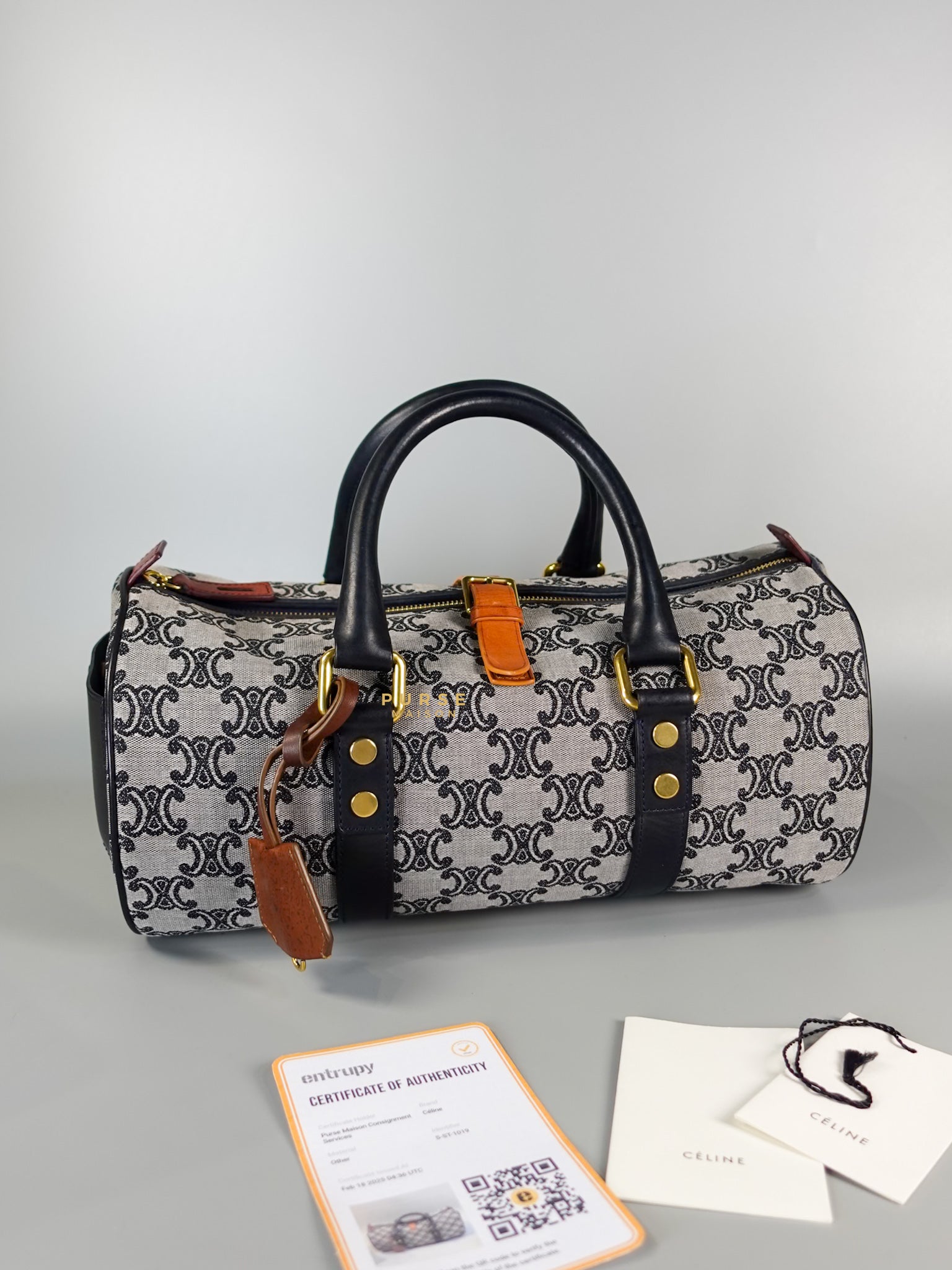 Macadam Boston Navy Blue Hand Bag | Purse Maison Luxury Bags Shop