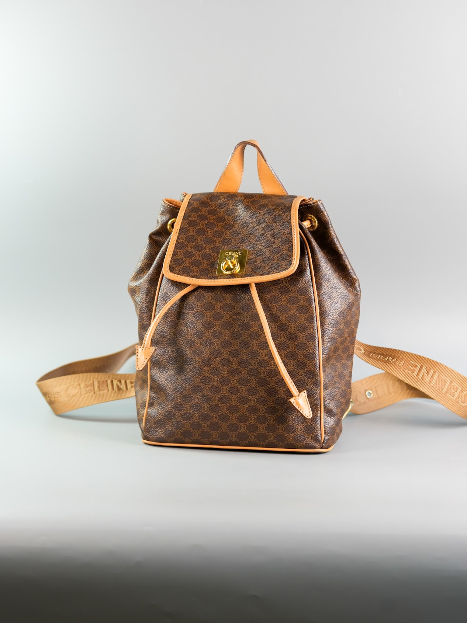 Macadam Drawstring in Brown Backpack | Purse Maison Luxury Bags Shop